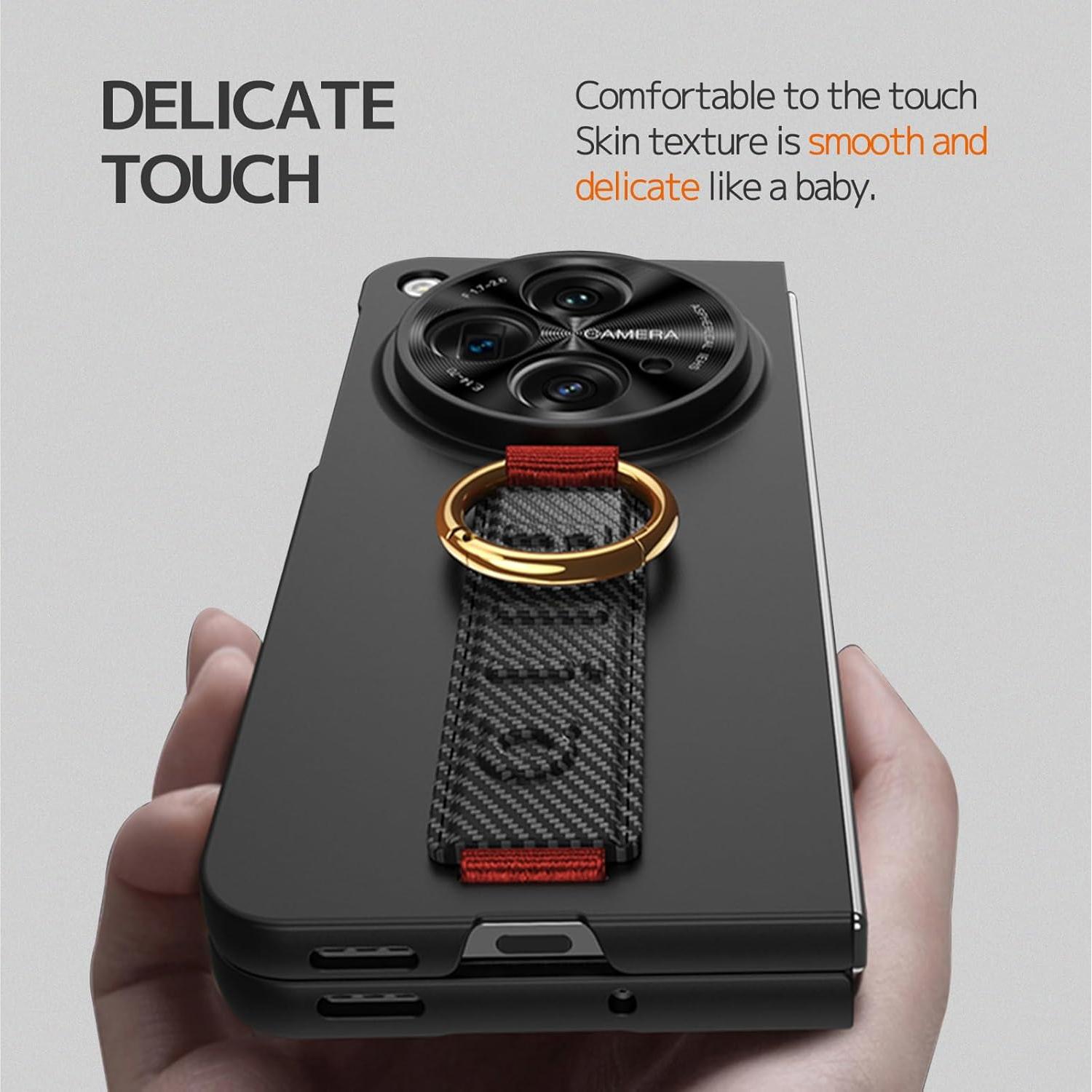 Funda NINKI para OnePlus Open Fibra de Carbono con Correa