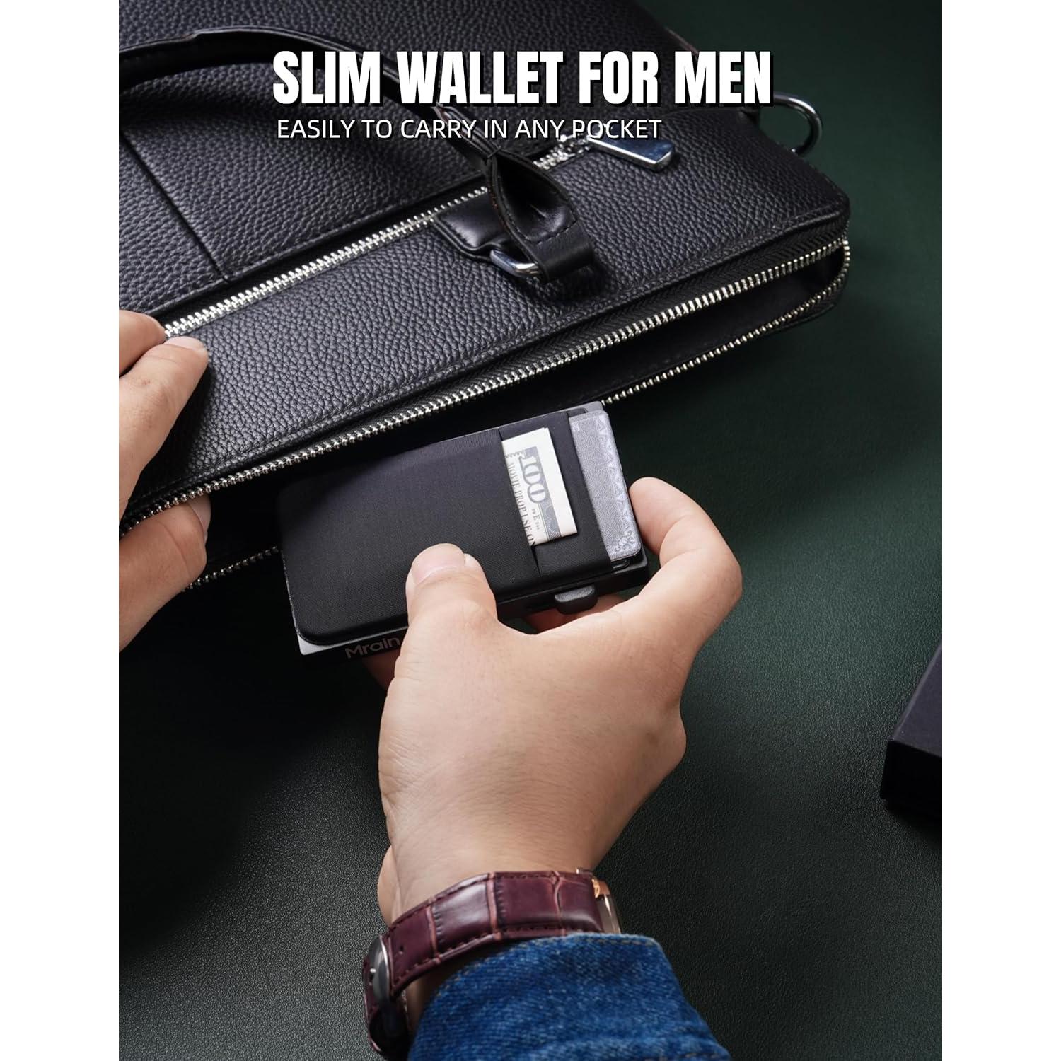 Billetera Slim Mrain Negra Metálica con Bloqueo RFID