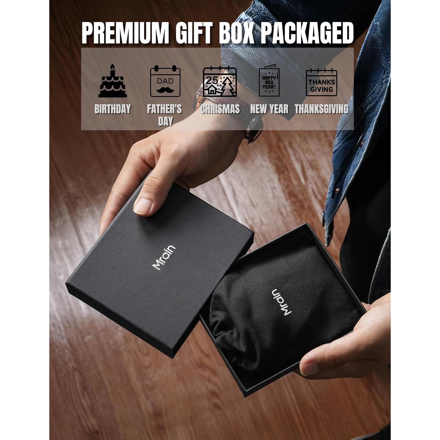 Billetera Slim Mrain Negra Metálica con Bloqueo RFID