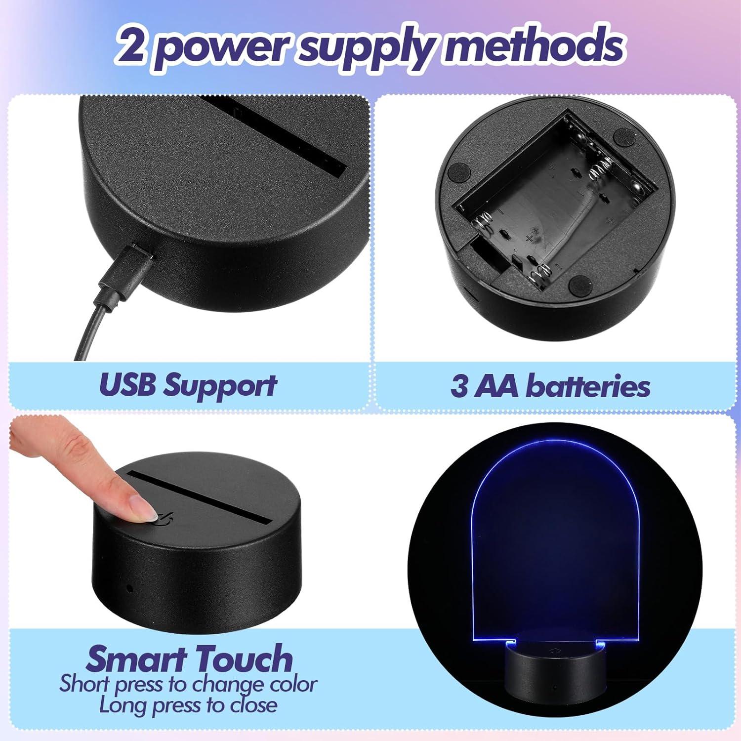 Set de 4 Lámparas LED 3D Honoson con Hojas Acrílicas DIY