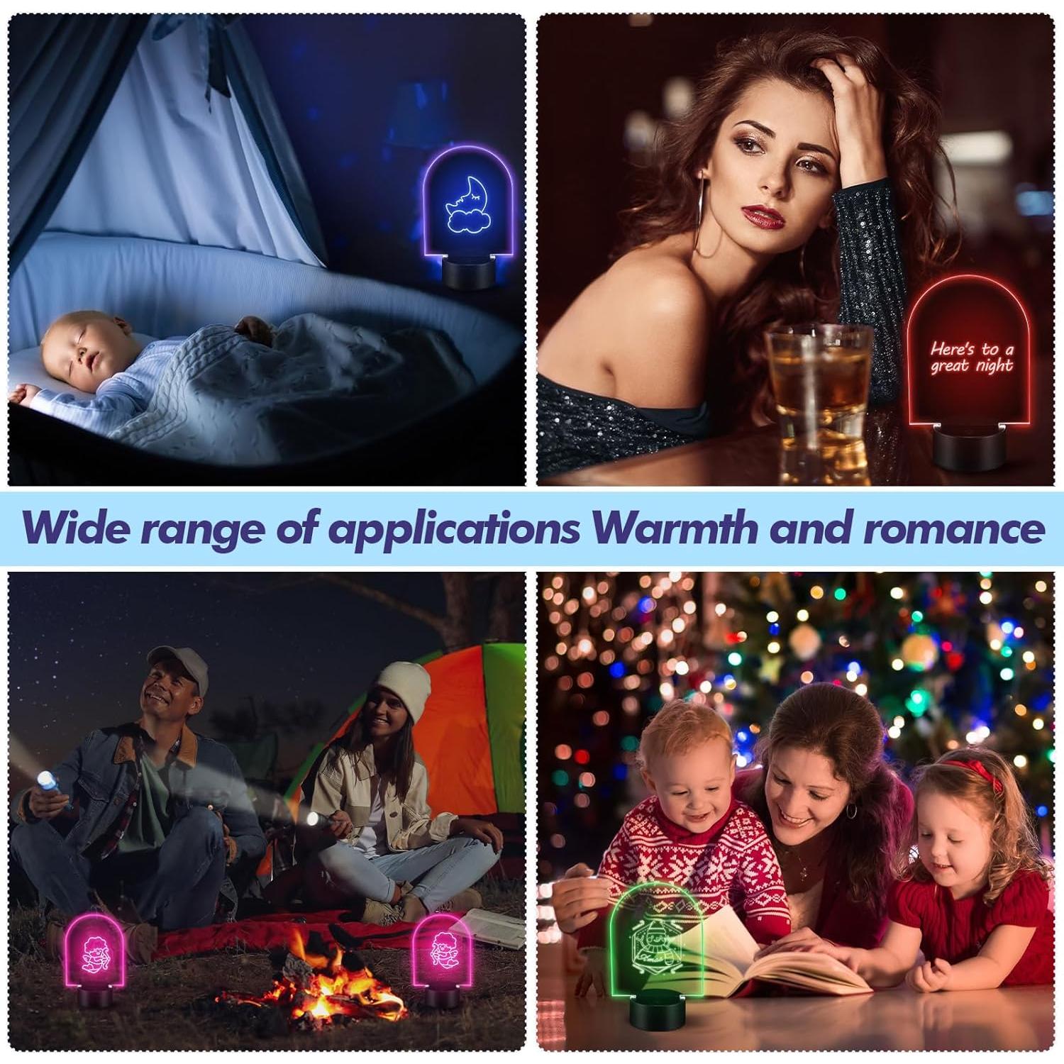 Set de 4 Lámparas LED 3D Honoson con Hojas Acrílicas DIY