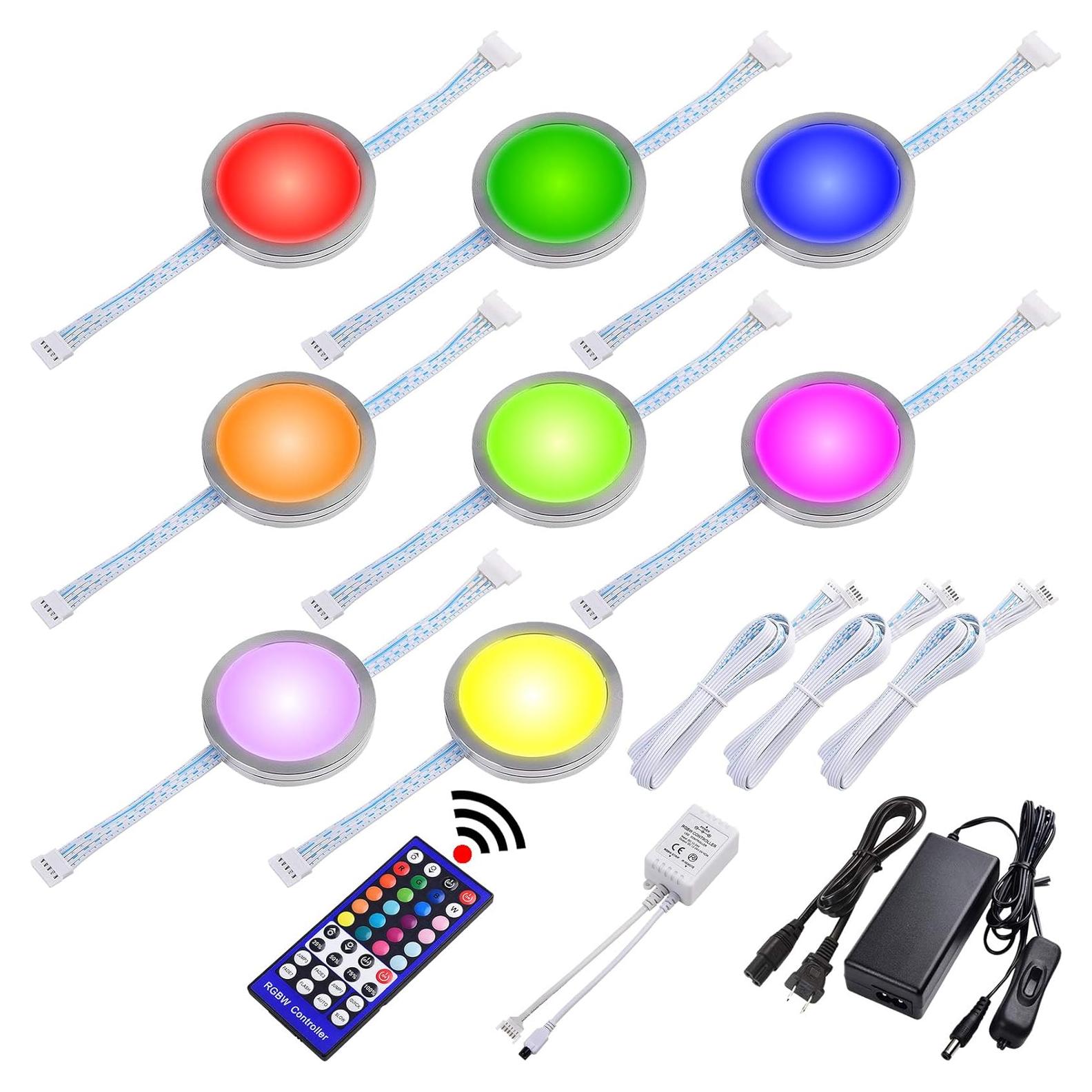 Kit de Luz LED RGBWW Lvyinyin 8 Pucks Regulables 120V