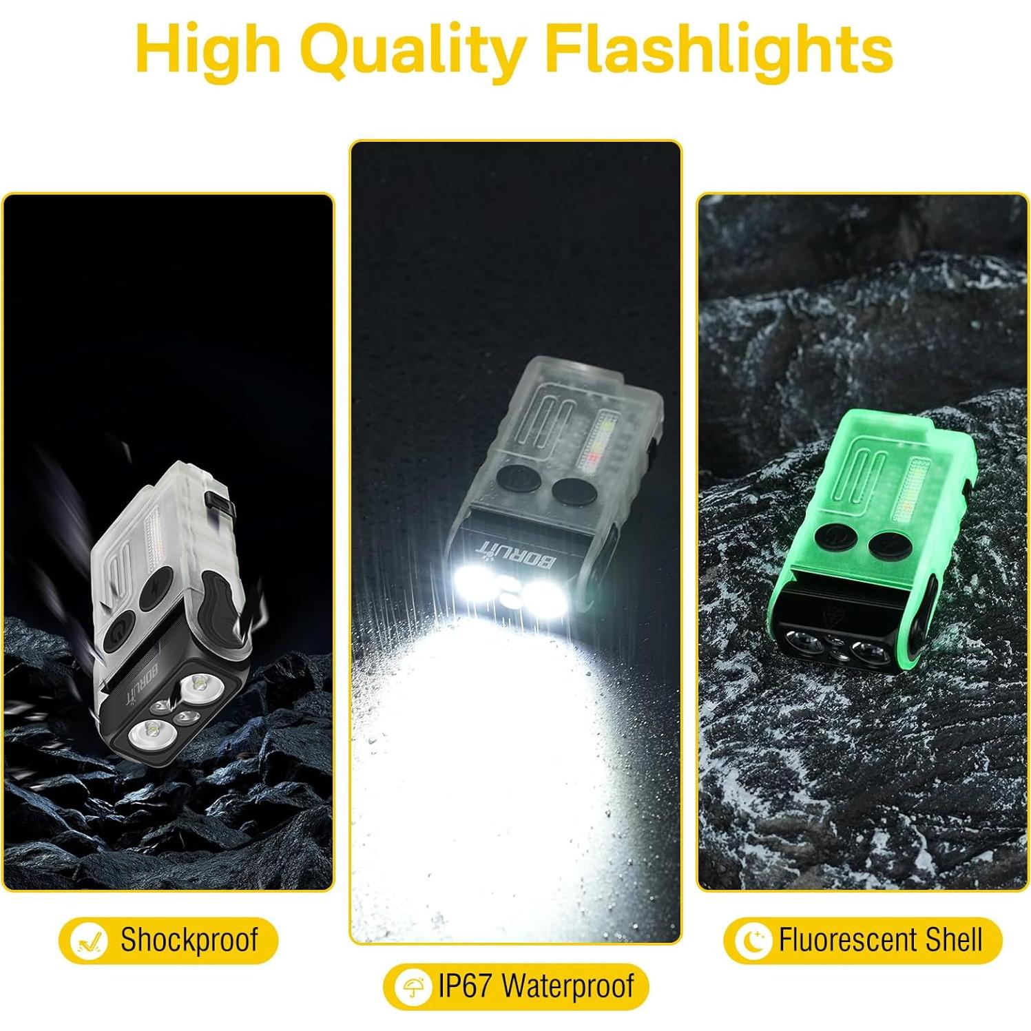 Linterna BORUIT V20 EDC USB C 1000 Lúmenes Luz UV 365nm