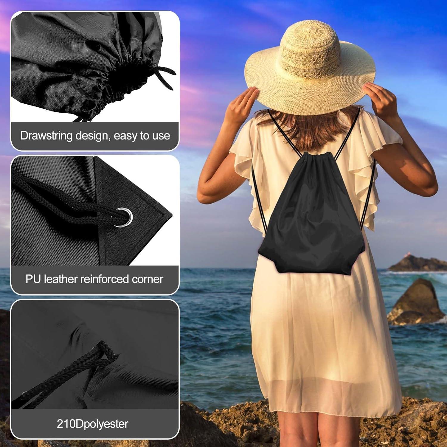 KUUQA 2 Mochilas de Cuerda Negras para Gimnasio y Viajes