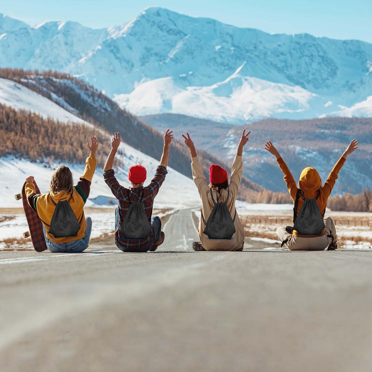 KUUQA 2 Mochilas de Cuerda Negras para Gimnasio y Viajes
