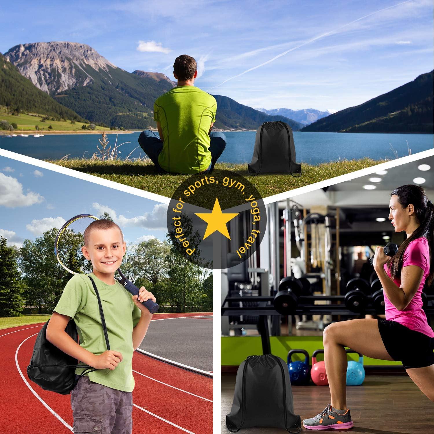 KUUQA 2 Mochilas de Cuerda Negras para Gimnasio y Viajes