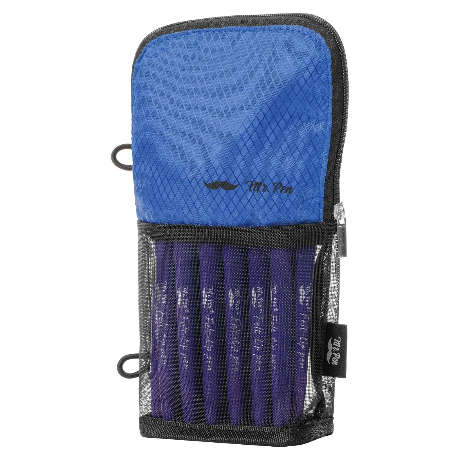 Estuche de Lápices Mr. Pen Negro y Azul con Malla Visible
