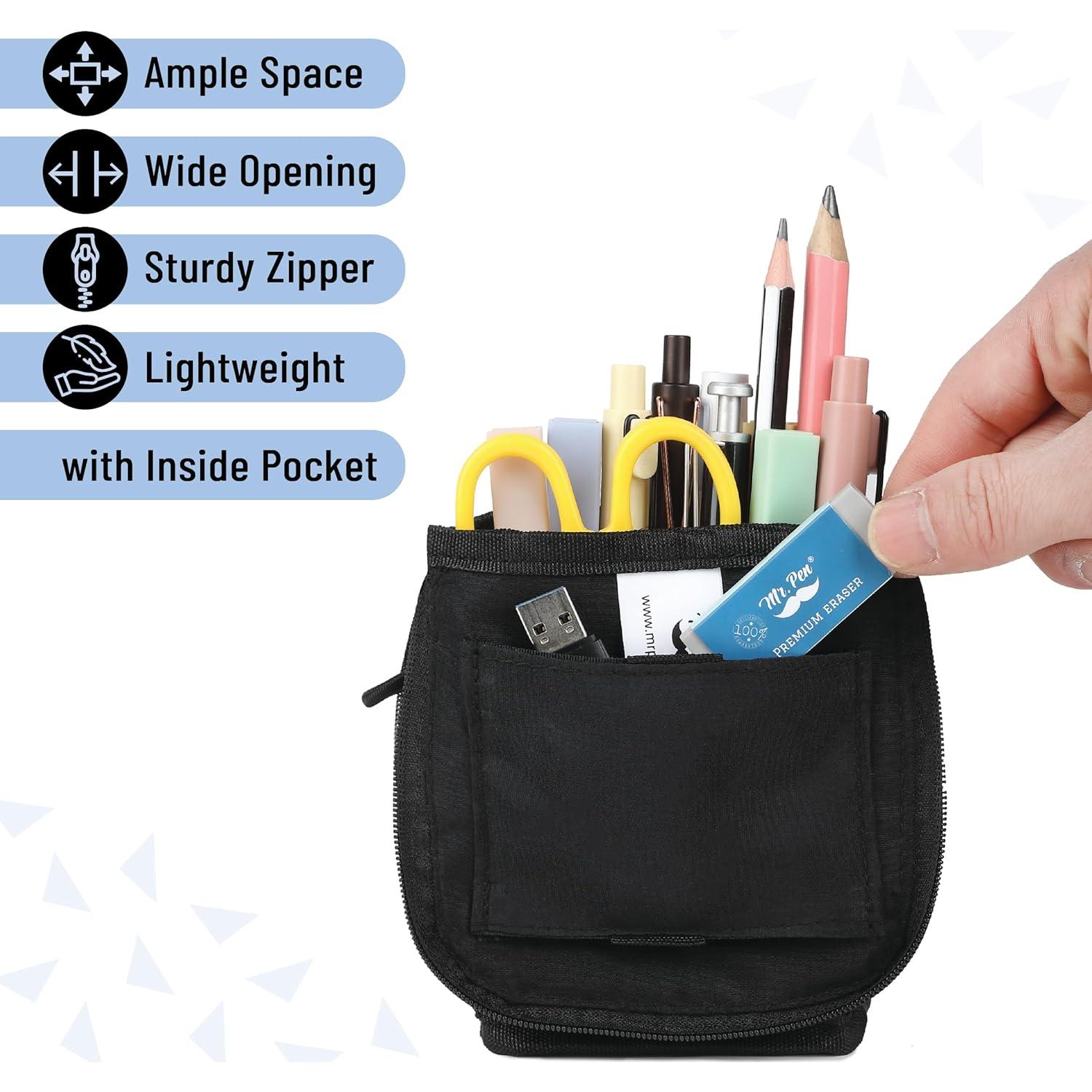 Estuche de Lápices Mr. Pen Negro y Azul con Malla Visible