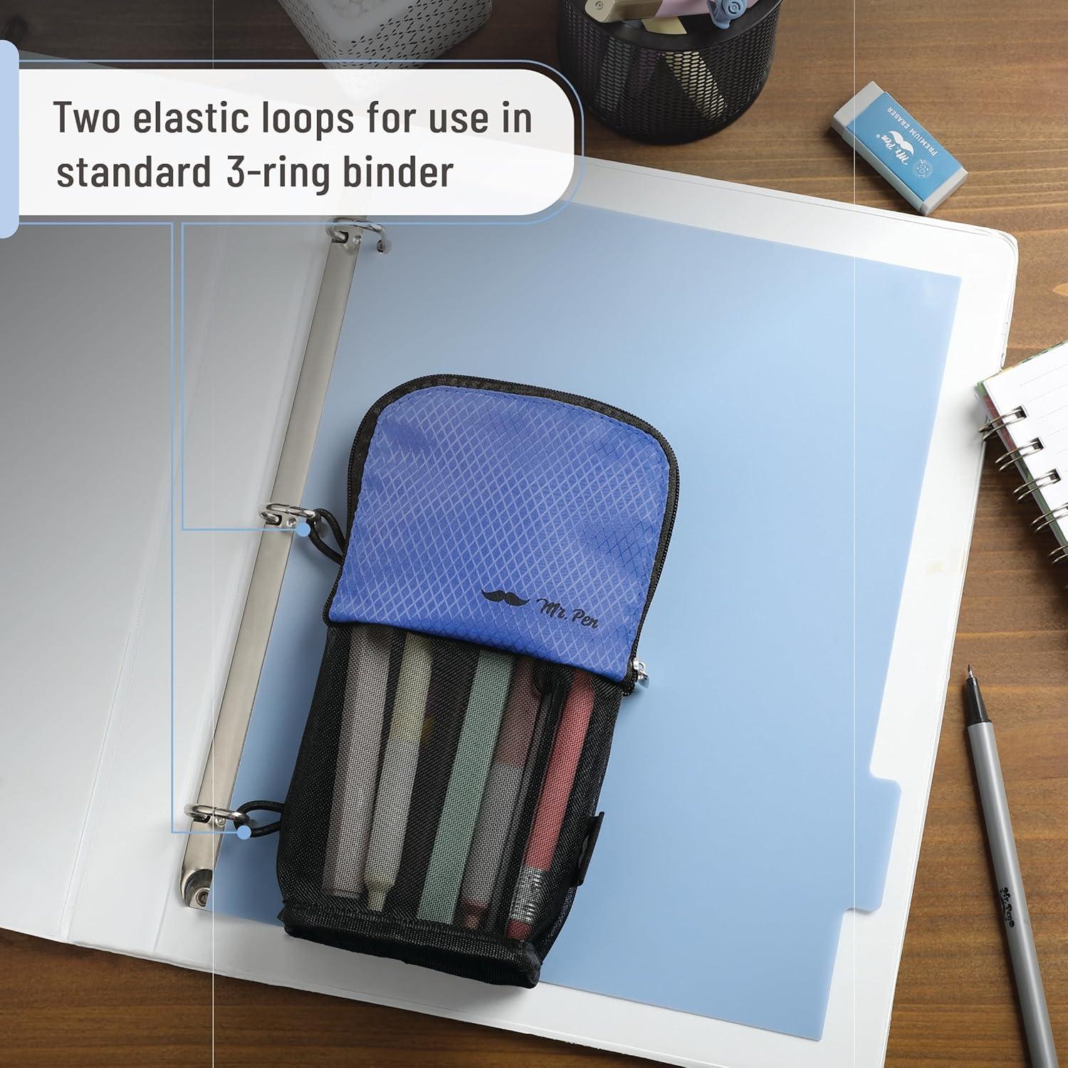Estuche de Lápices Mr. Pen Negro y Azul con Malla Visible