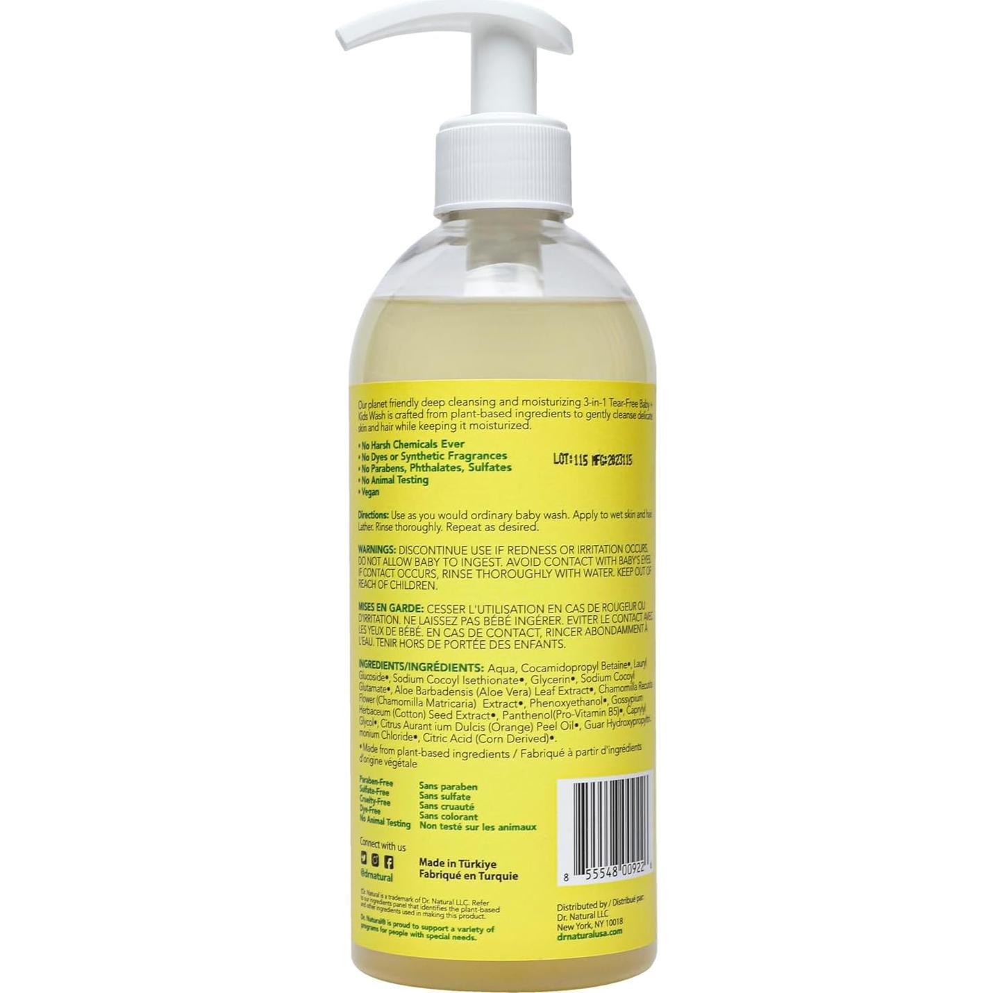 Jabón 3 en 1 Sin Lagrimas Dr. Natural 453.6g - Bebés