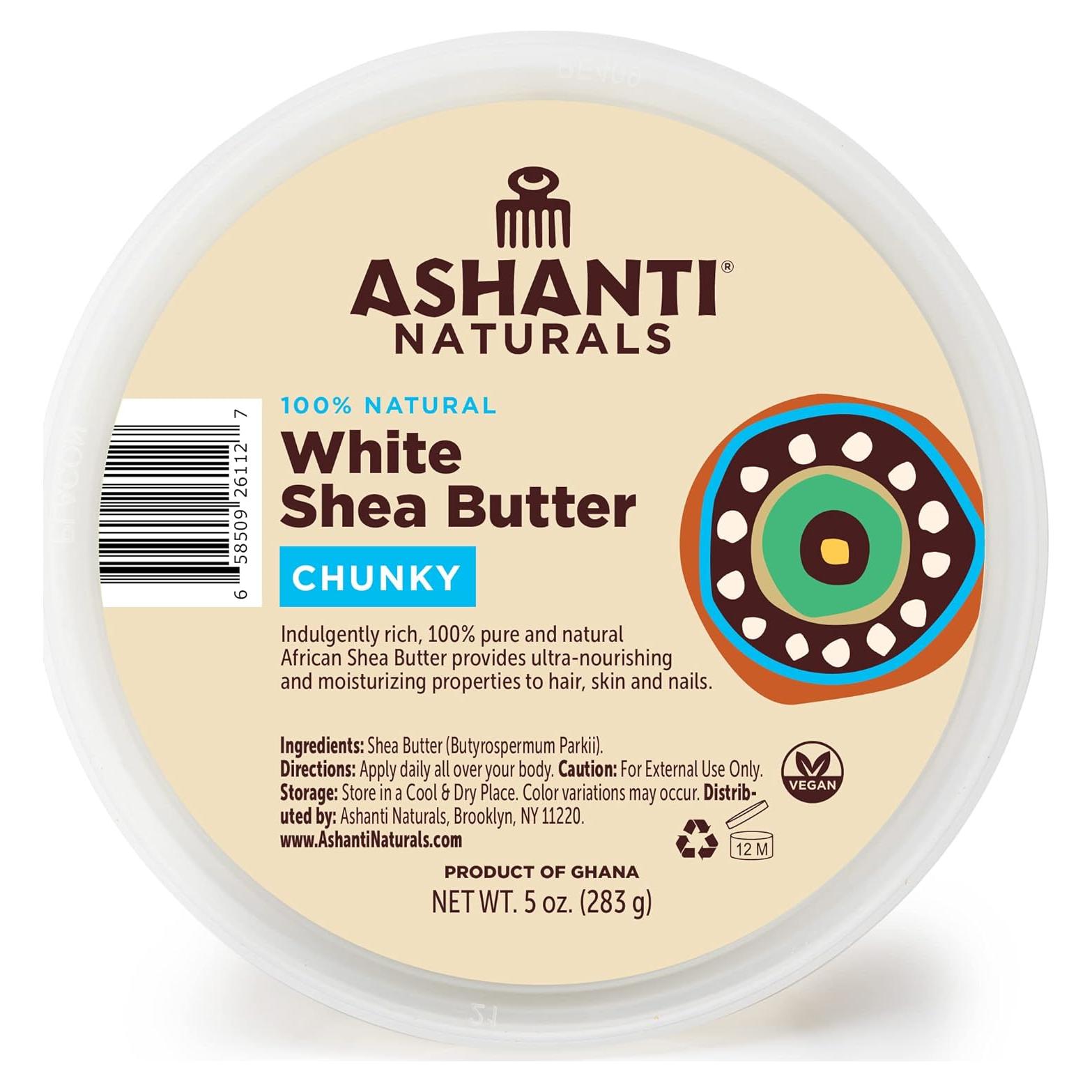 Manteca de Karité Cruda Blanca Ashanti Naturals 142 g - Hidratante Natural