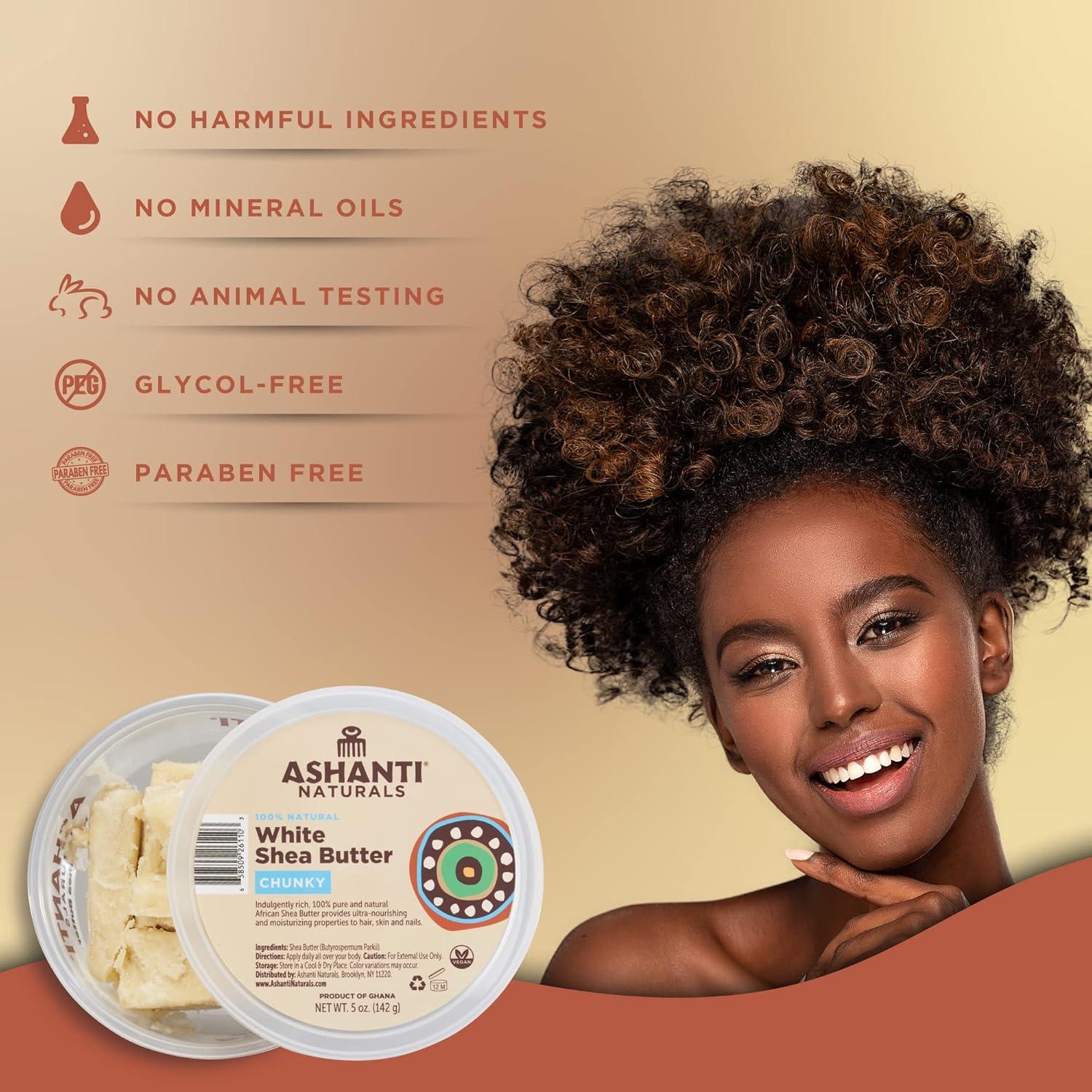 Manteca de Karité Cruda Blanca Ashanti Naturals 142 g - Hidratante Natural