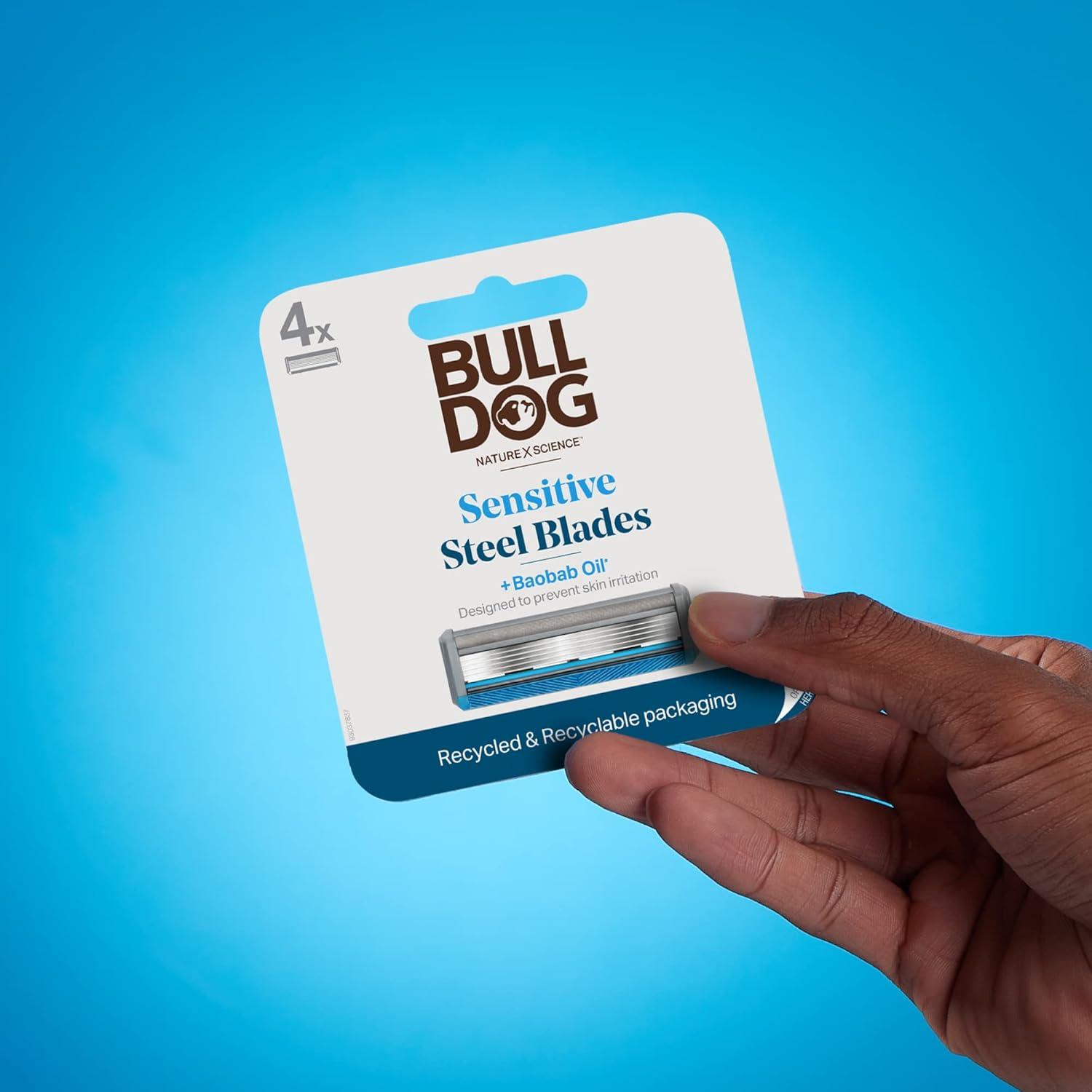 Recambios de cuchillas de afeitar Bulldog para piel sensible - 4 unidades