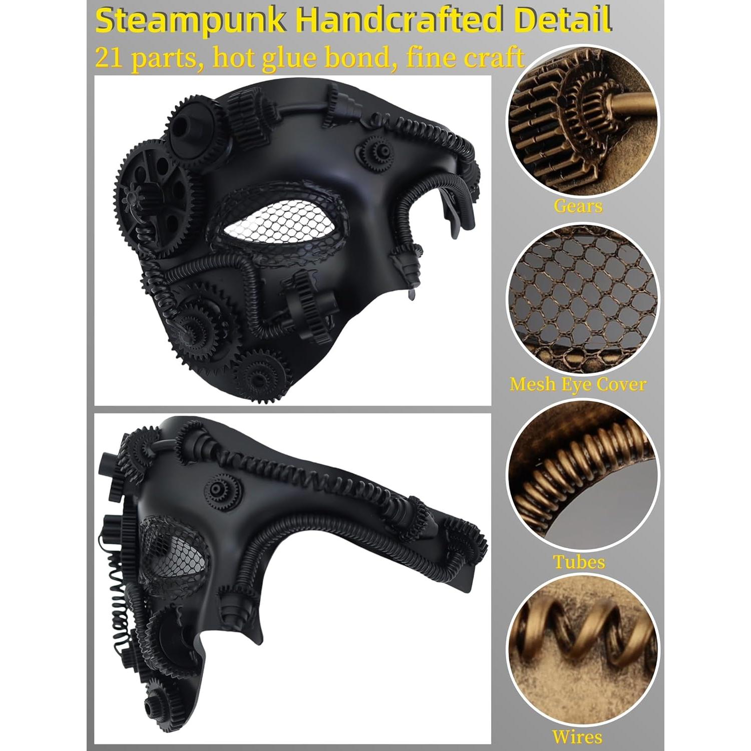 Máscara Steampunk Ubauta para Hombre - Media Cara Halloween