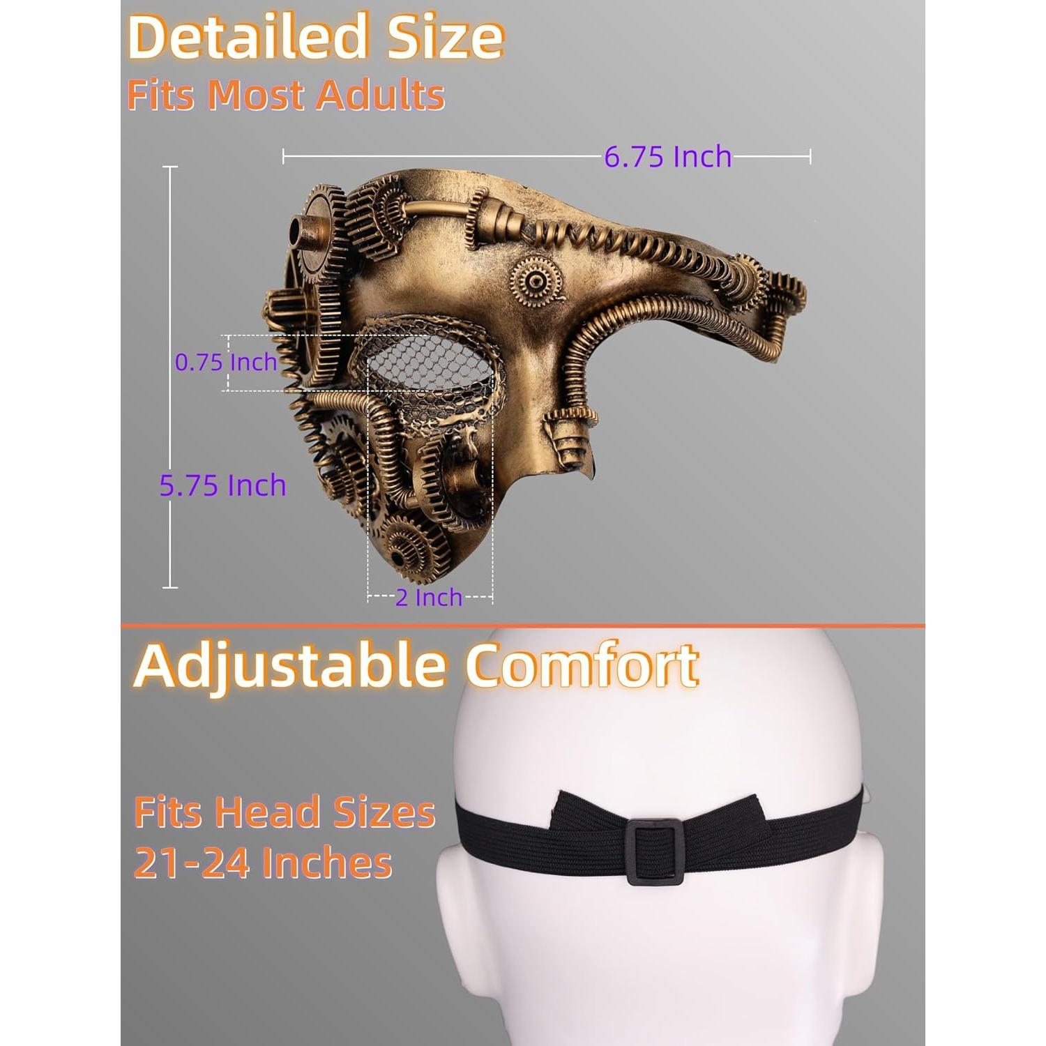 Máscara Steampunk Ubauta para Hombre - Media Cara Halloween