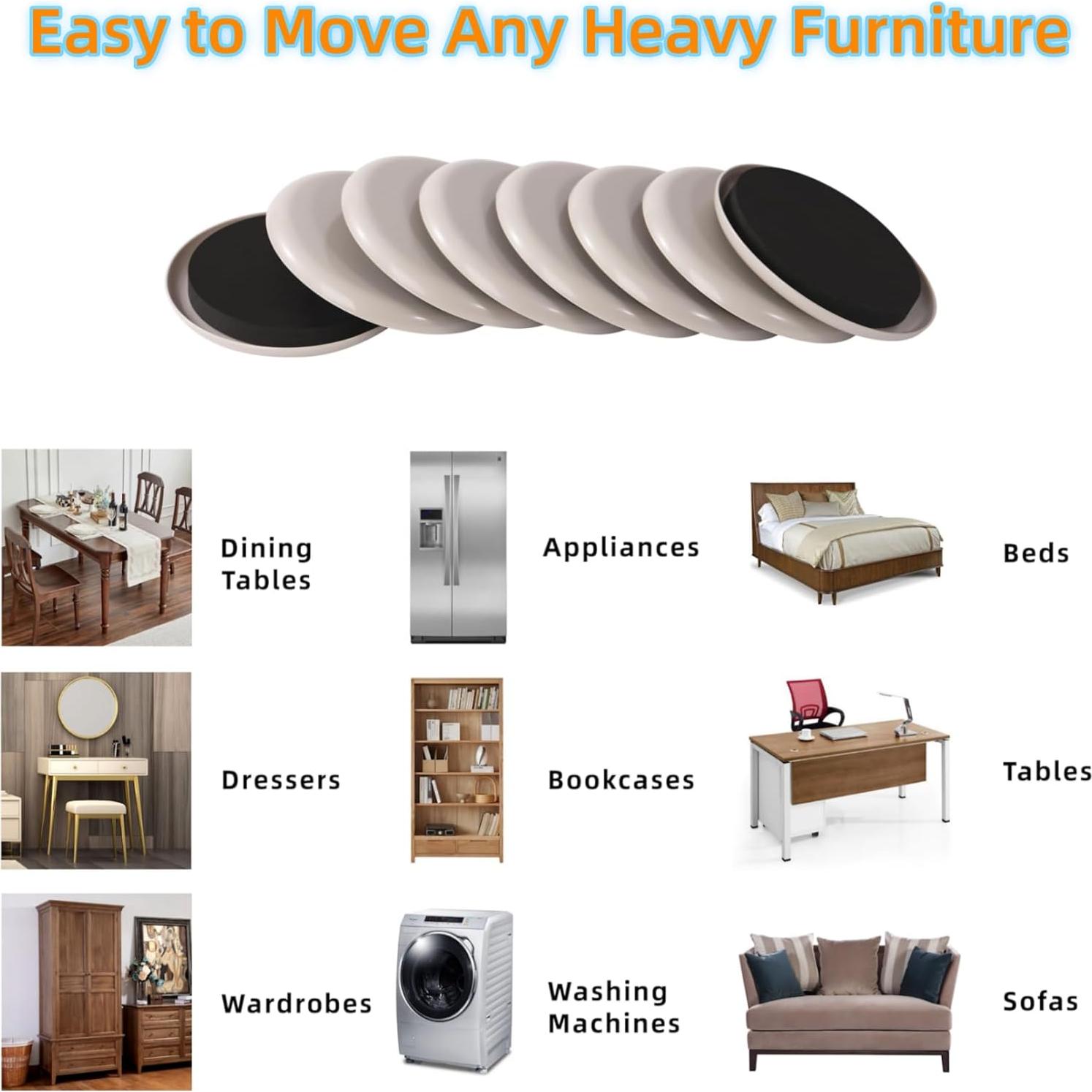 Deslizadores de Muebles para Alfombra Furnigear 8 PCS 8.9 cm