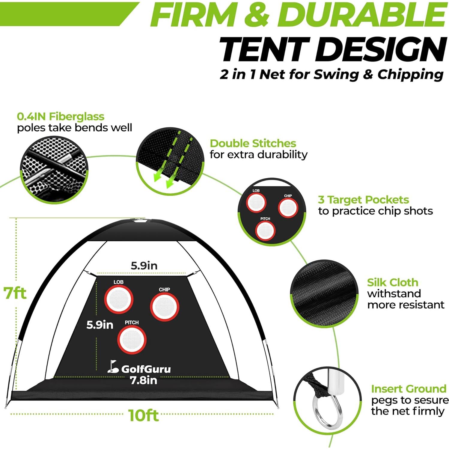 Red de Golf Todo en Uno Golfguru GN-HP-3MB-S 3,05x2,13m