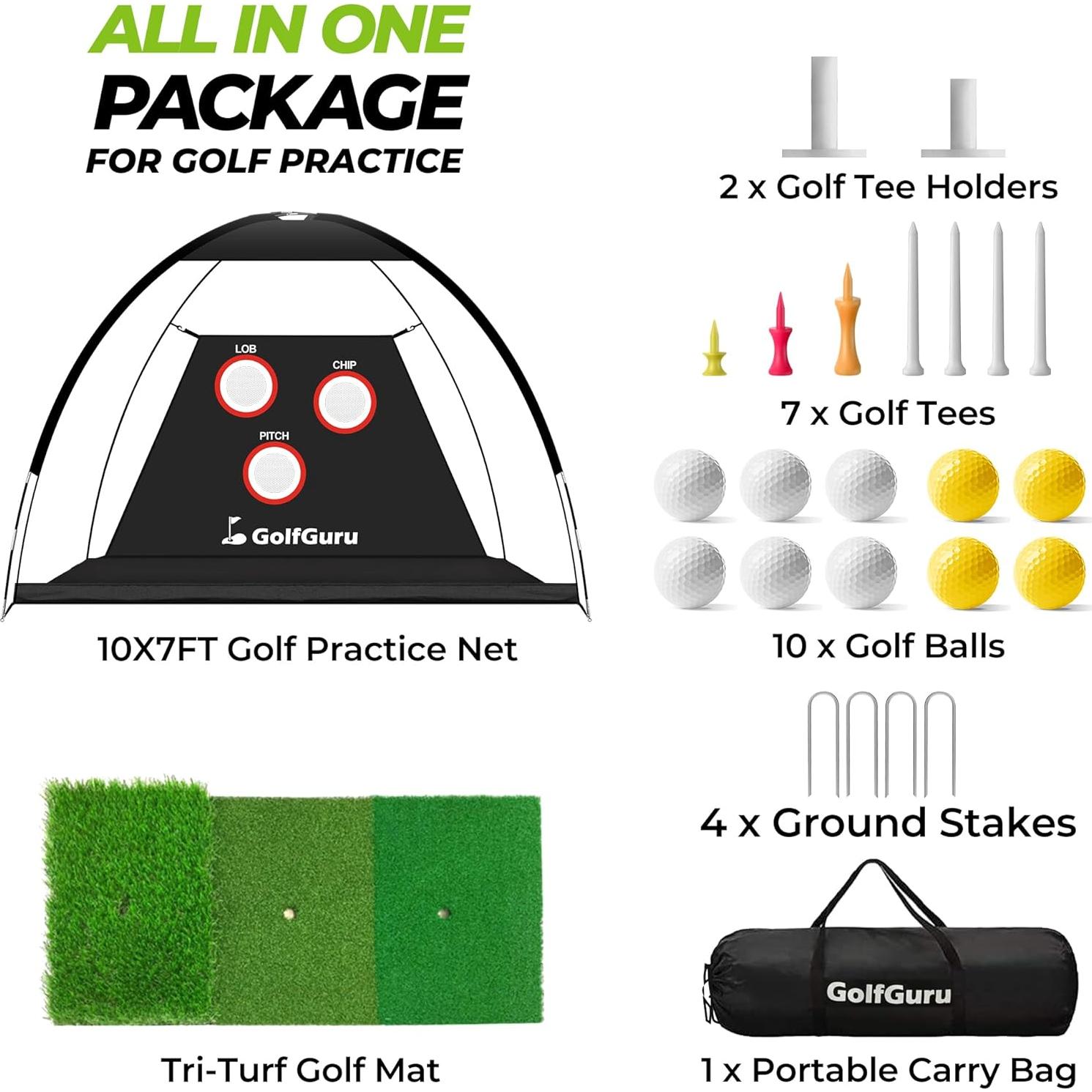 Red de Golf Todo en Uno Golfguru GN-HP-3MB-S 3,05x2,13m