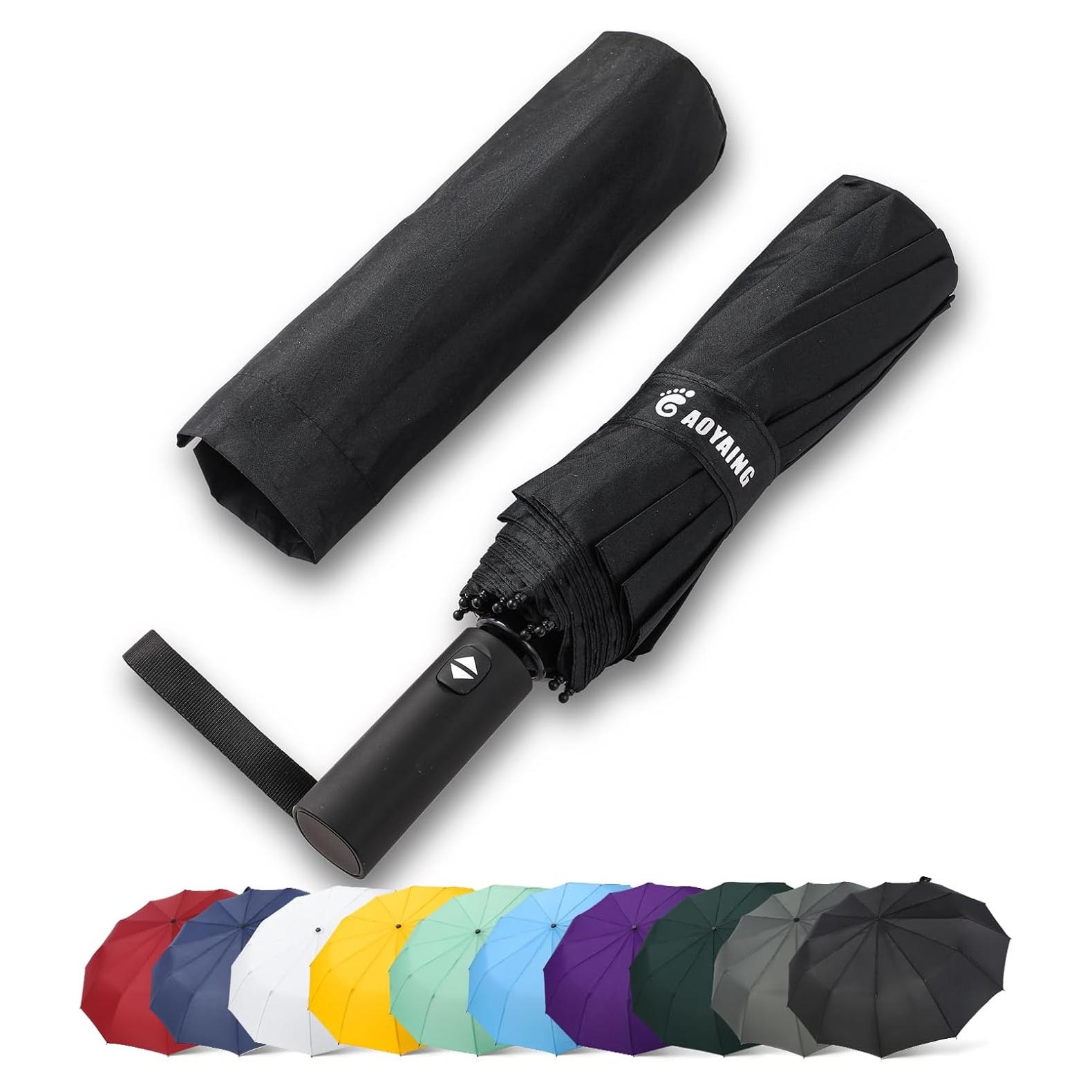 Paraguas Automático GAOYAING Grande 116 cm Plegable Negro