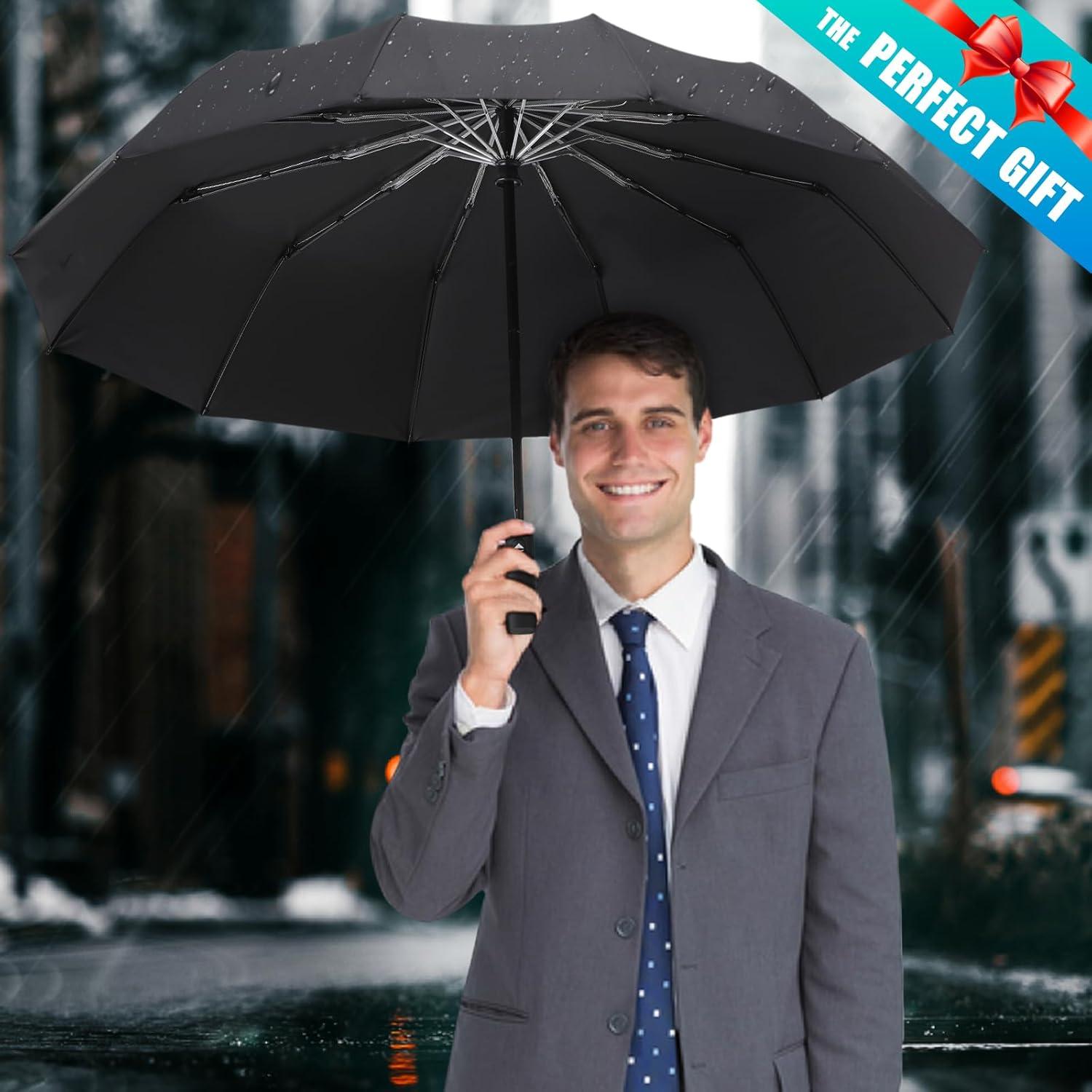 Paraguas Automático GAOYAING Grande 116 cm Plegable Negro