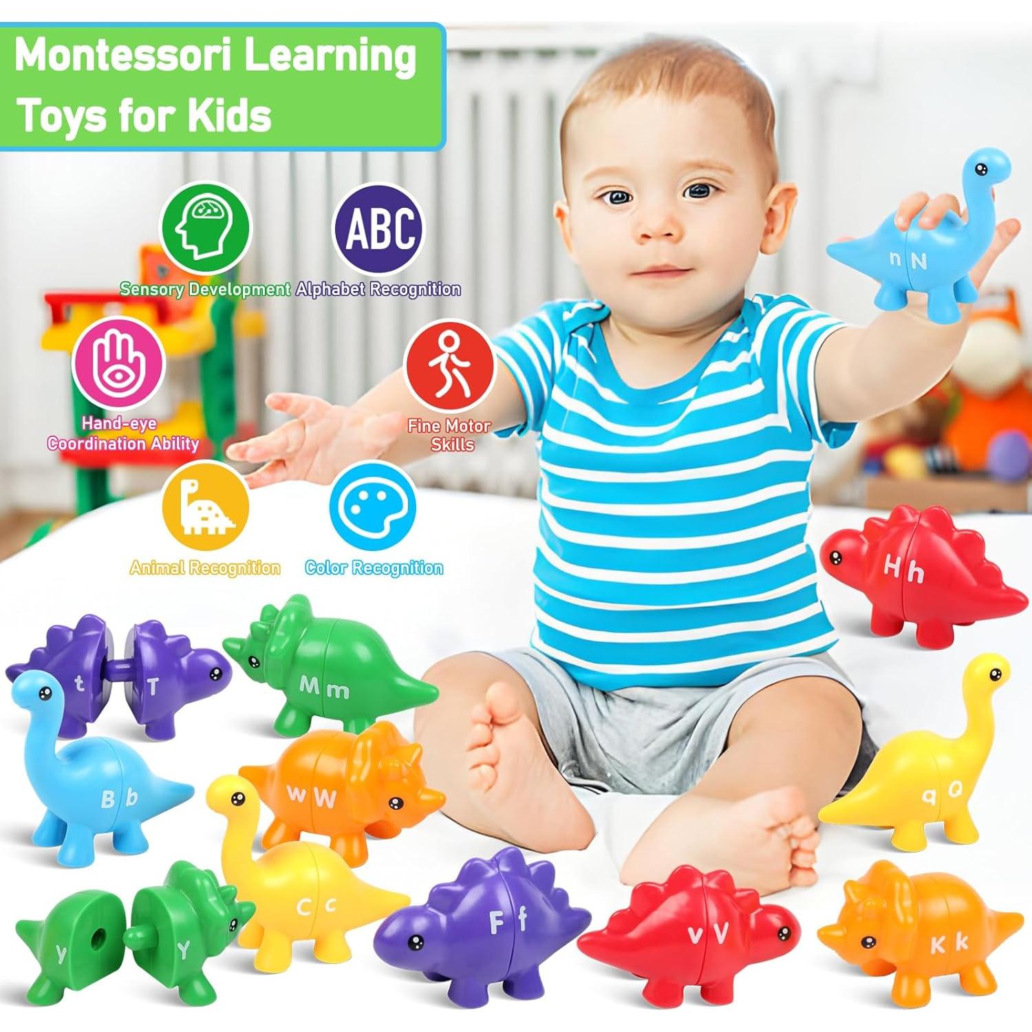 Juego de Emparejamiento de Letras Dinosaurio 26 Letras Montessori