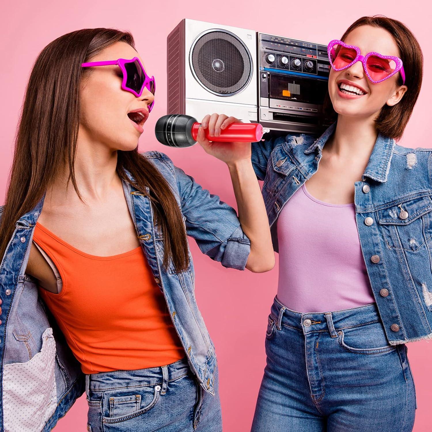 60 Piezas Micrófonos Inflables Zhanmai 25 cm Colores Variados