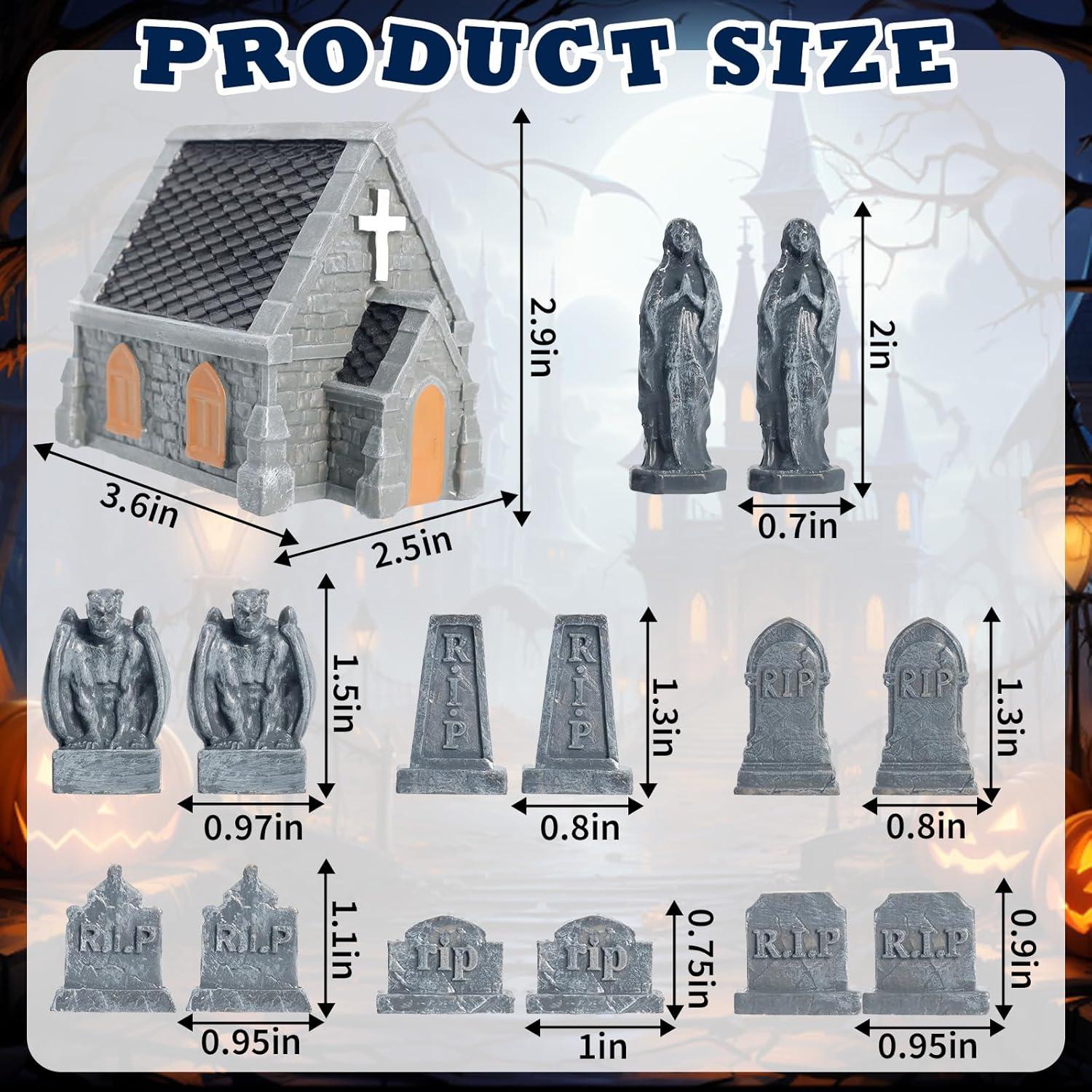 Miniaturas de Cementerio Halloween Rileryan 15 Piezas