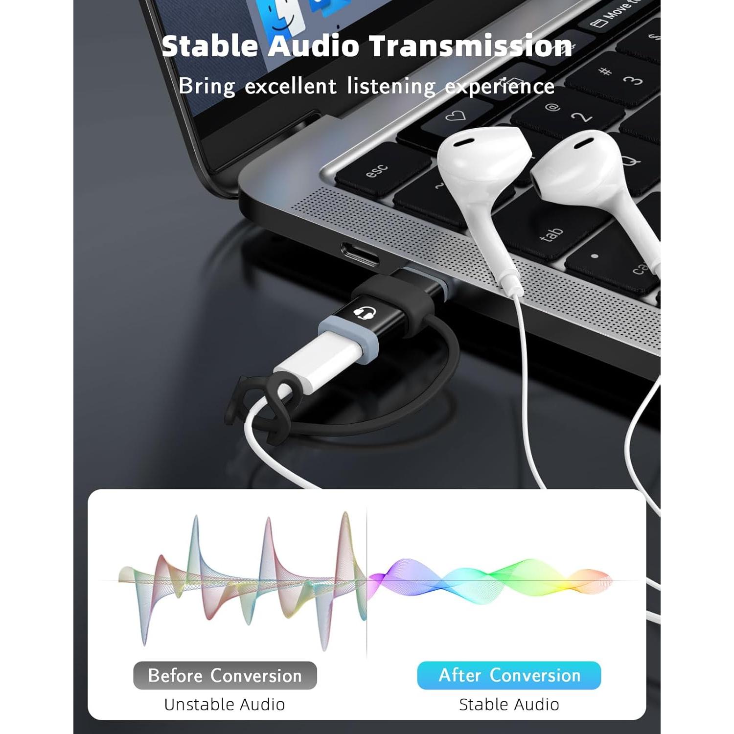 Adaptador de Lightning a USB-C MoKo para Auriculares - Negro