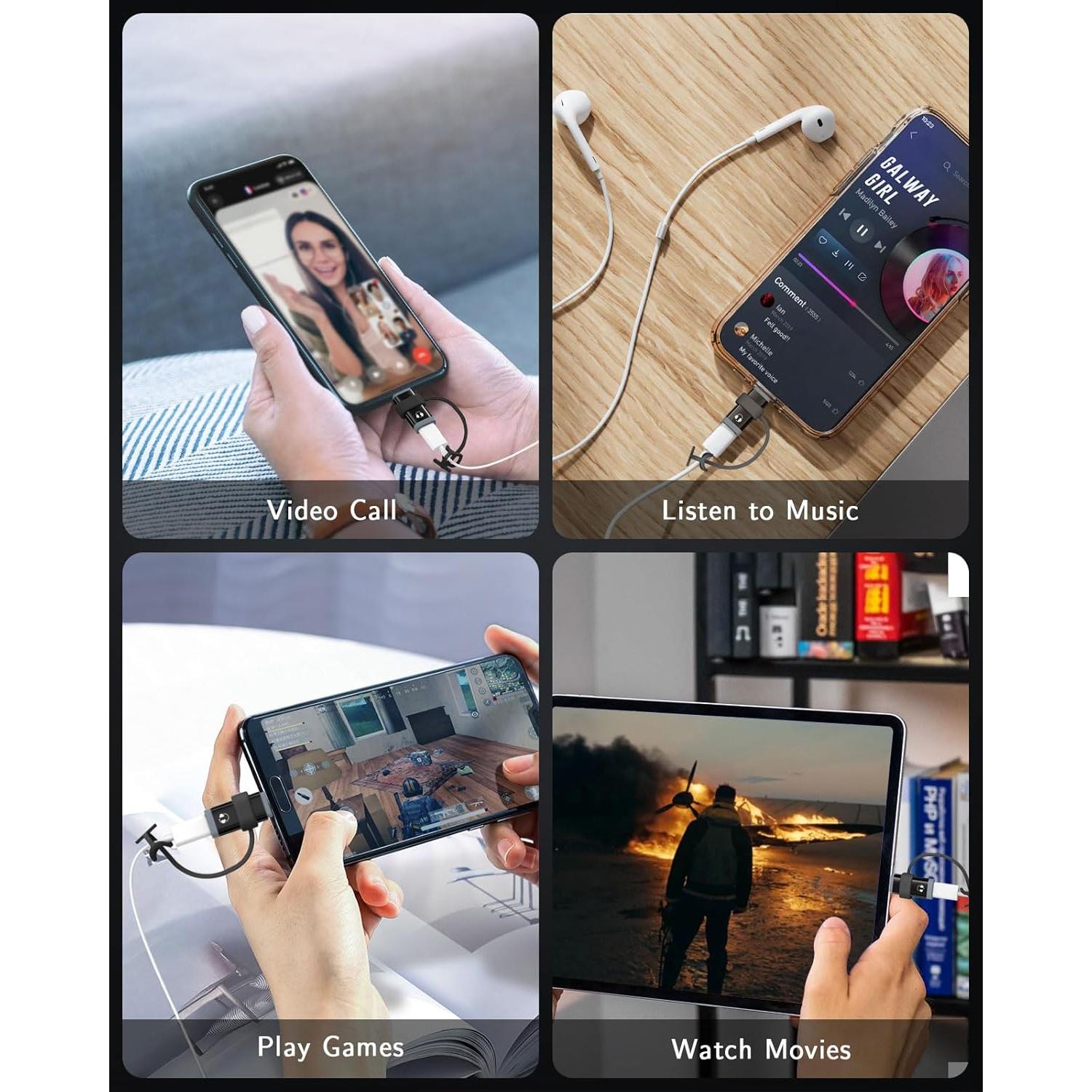 Adaptador de Lightning a USB-C MoKo para Auriculares - Negro