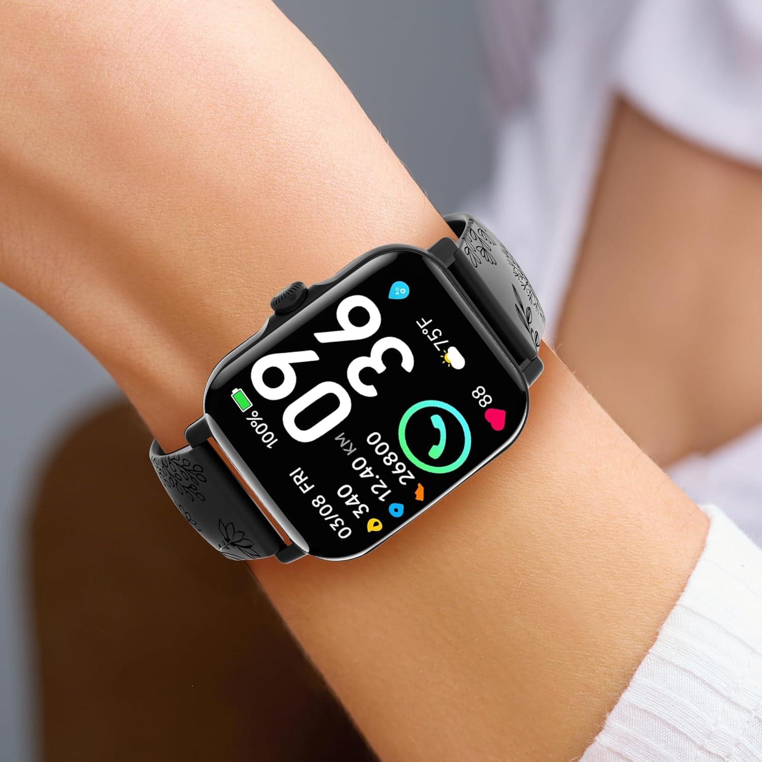 Correa de Silicona Floral 22mm para Smartwatch Fitpolo y Más