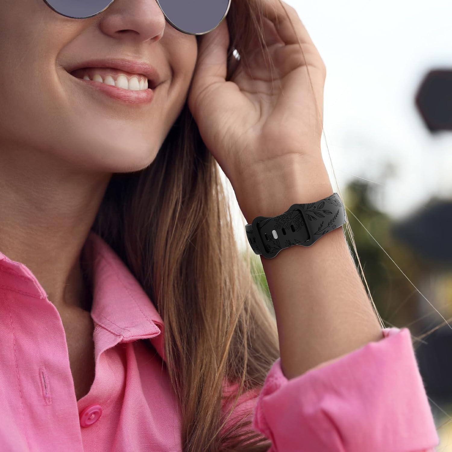 Correa de Silicona Floral 22mm para Smartwatch Fitpolo y Más