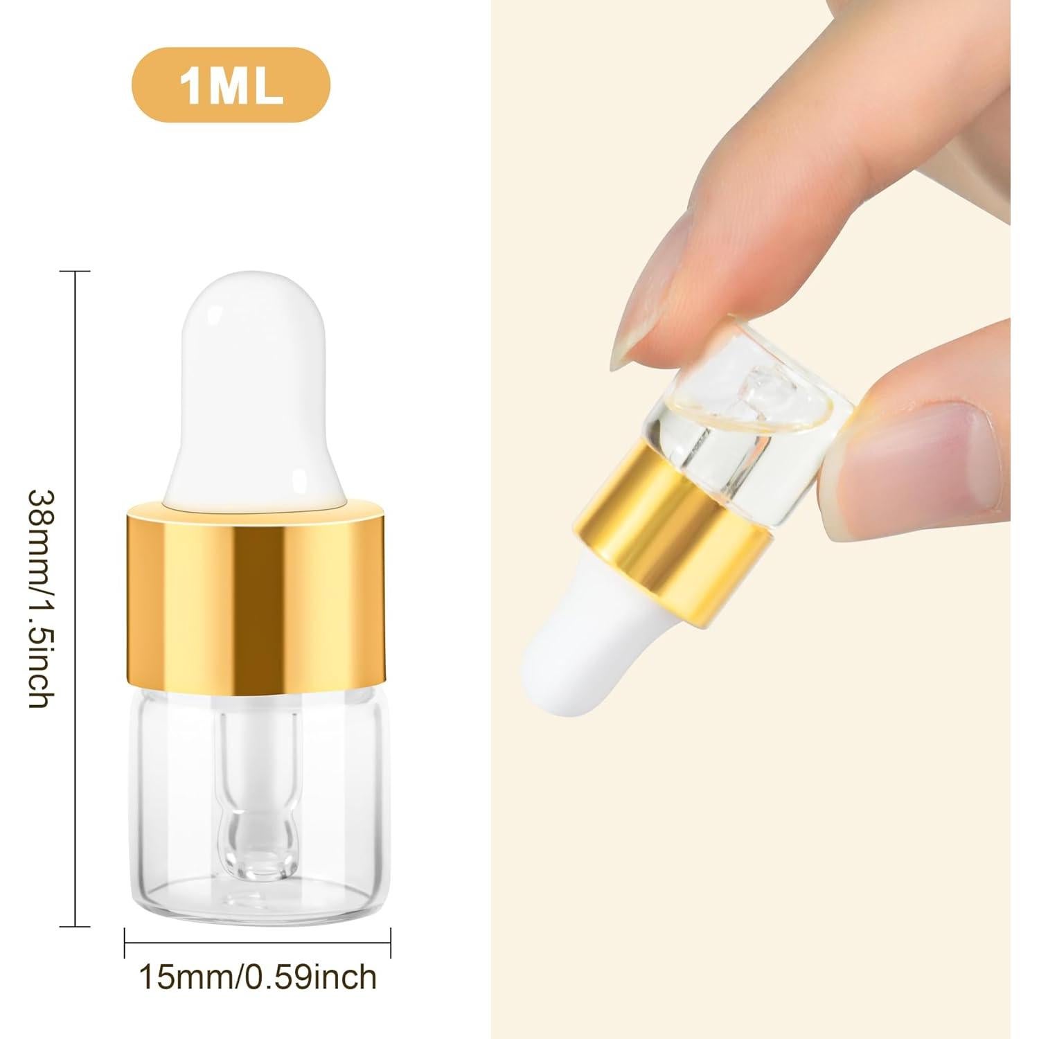 10 Botellas de Cuentagotas de Vidrio ETTSNU 1ml A Prueba de Fugas