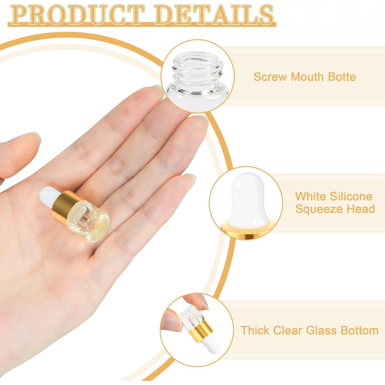 10 Botellas de Cuentagotas de Vidrio ETTSNU 1ml A Prueba de Fugas