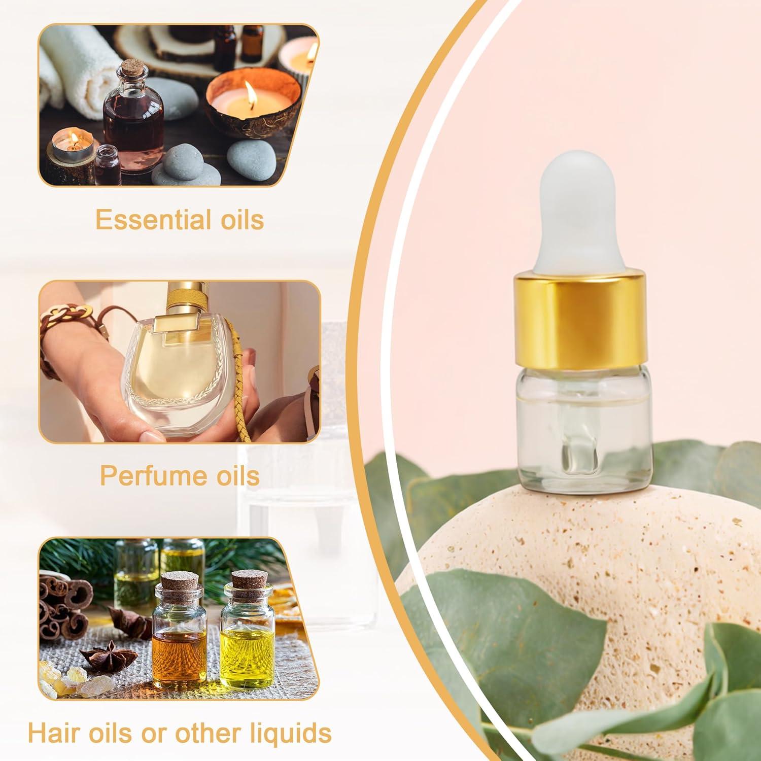 10 Botellas de Cuentagotas de Vidrio ETTSNU 1ml A Prueba de Fugas