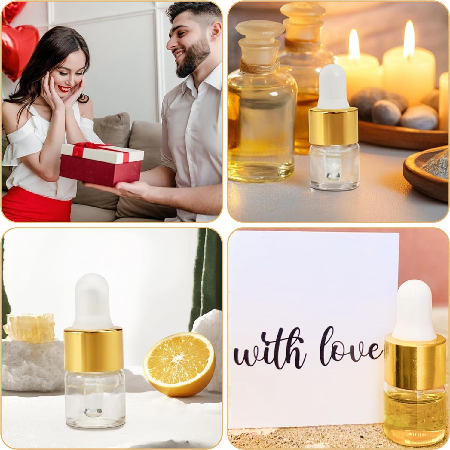 10 Botellas de Cuentagotas de Vidrio ETTSNU 1ml A Prueba de Fugas