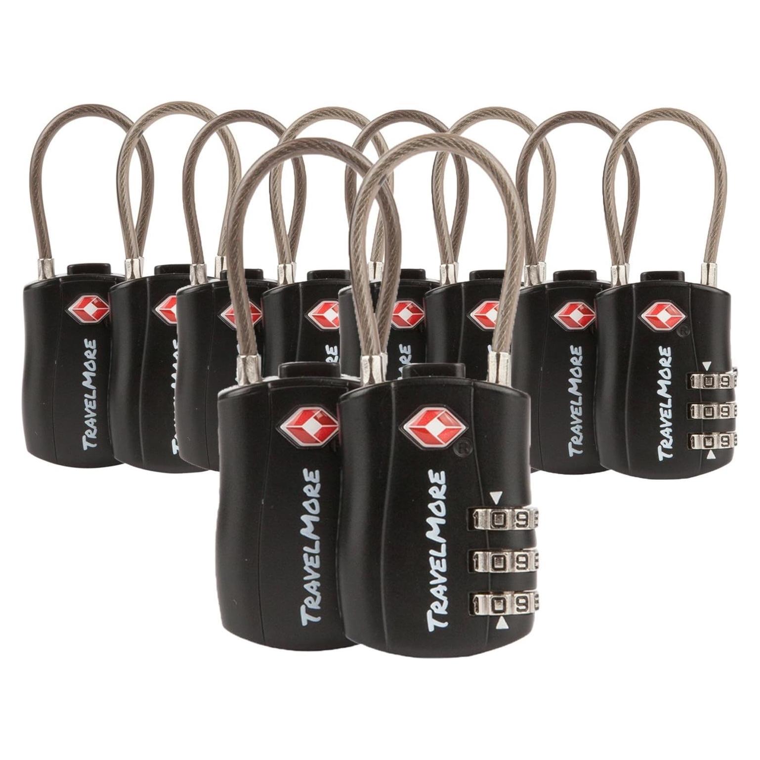 Candados de Combinación TravelMore TSA 10 Piezas Negro