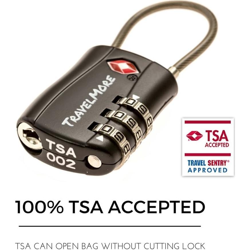 Candados de Combinación TravelMore TSA 10 Piezas Negro