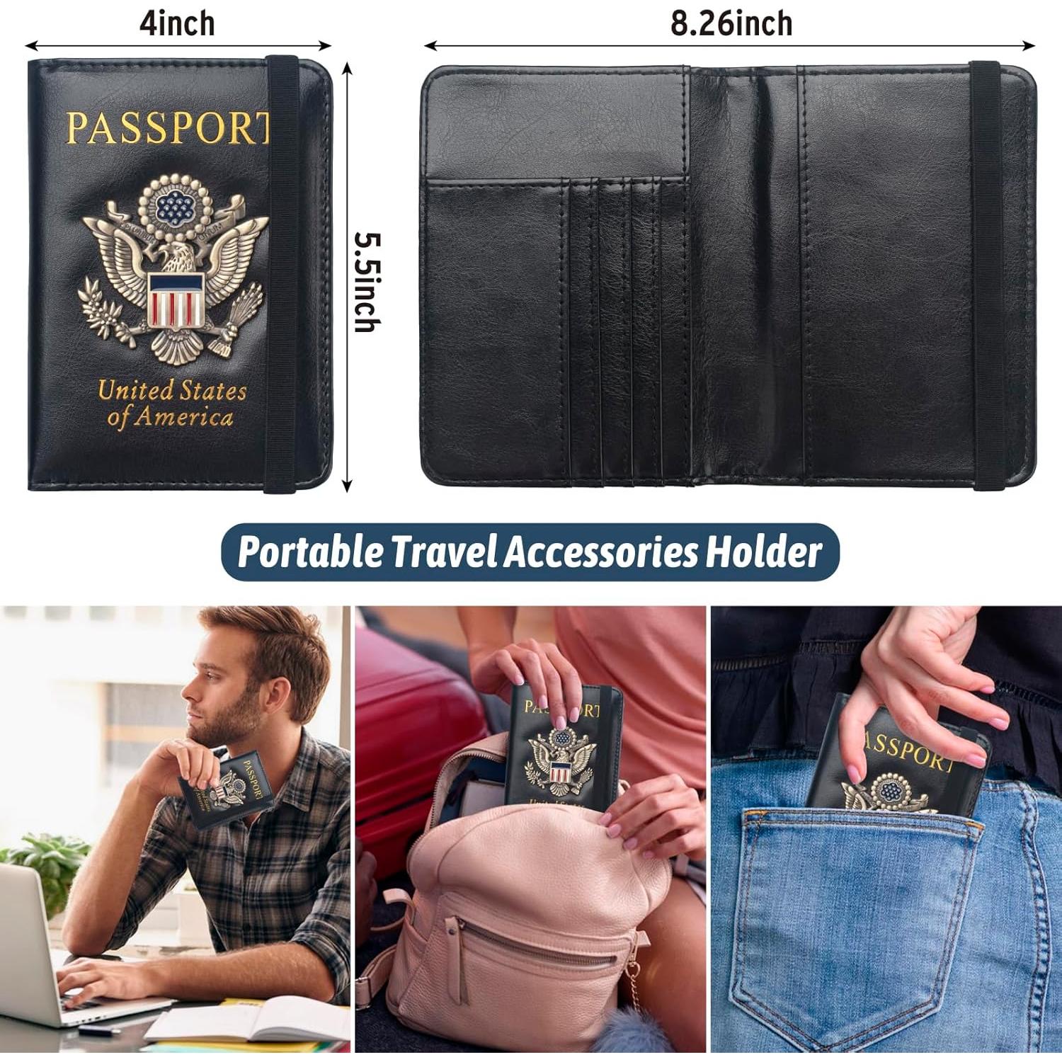 Funda de Pasaporte Coowayze Negra con Bloqueo RFID para Viajes