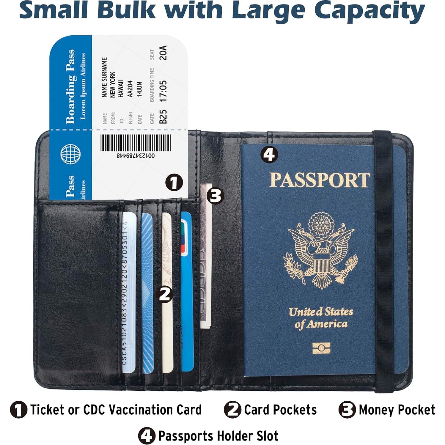 Funda de Pasaporte Coowayze Negra con Bloqueo RFID para Viajes