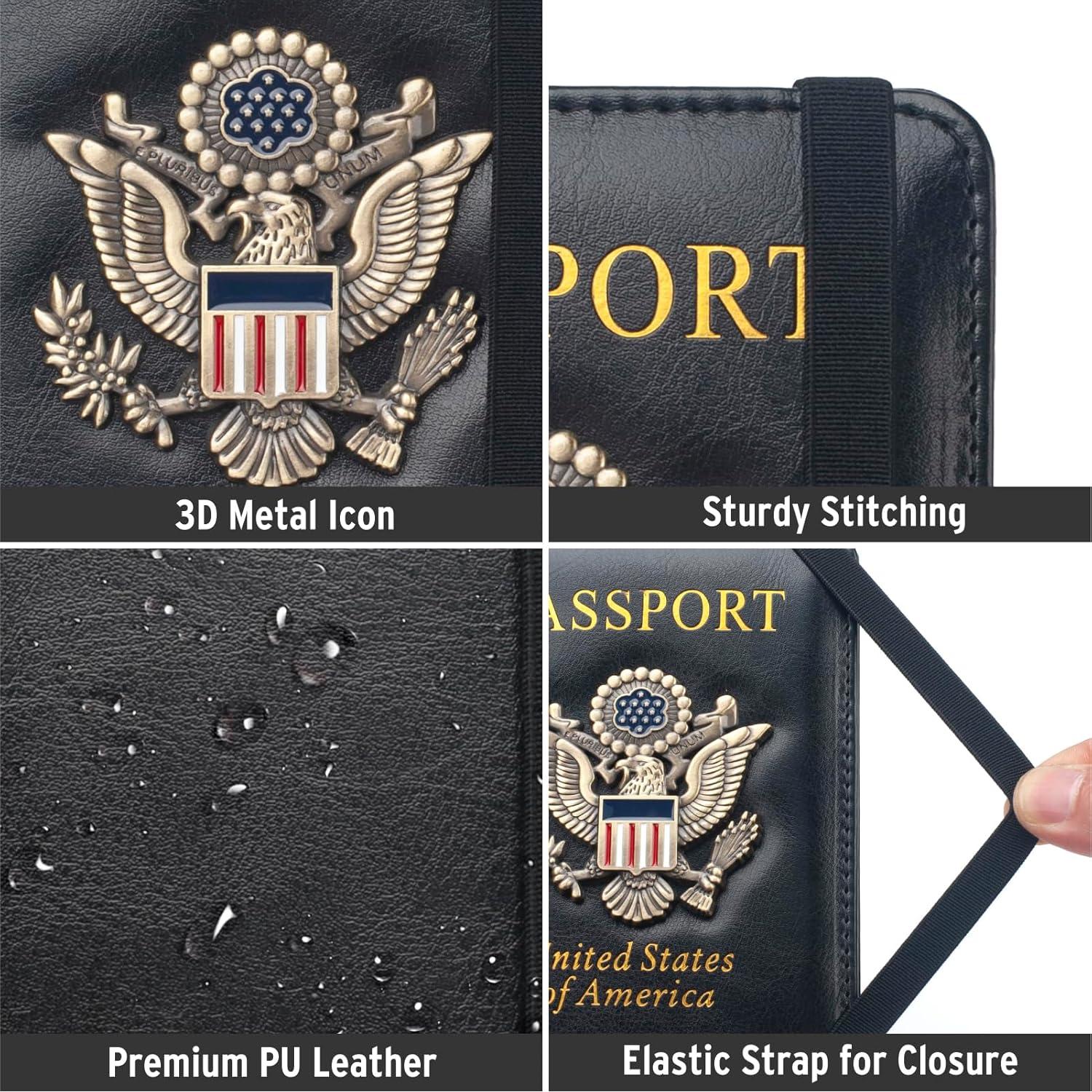 Funda de Pasaporte Coowayze Negra con Bloqueo RFID para Viajes