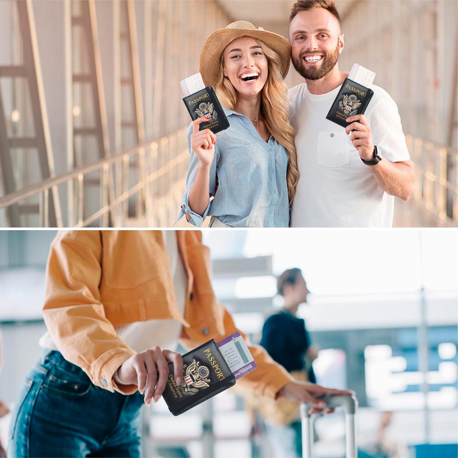 Funda de Pasaporte Coowayze Negra con Bloqueo RFID para Viajes