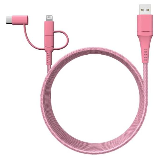 Cable Cargador Universal 3-en-1 Cargadores Elegantes CC Rosa