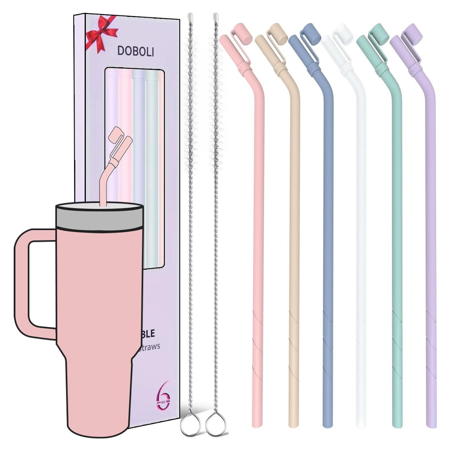 Pajillas de Silicona Reutilizables Doboli 33 cm para Tazas Stanley