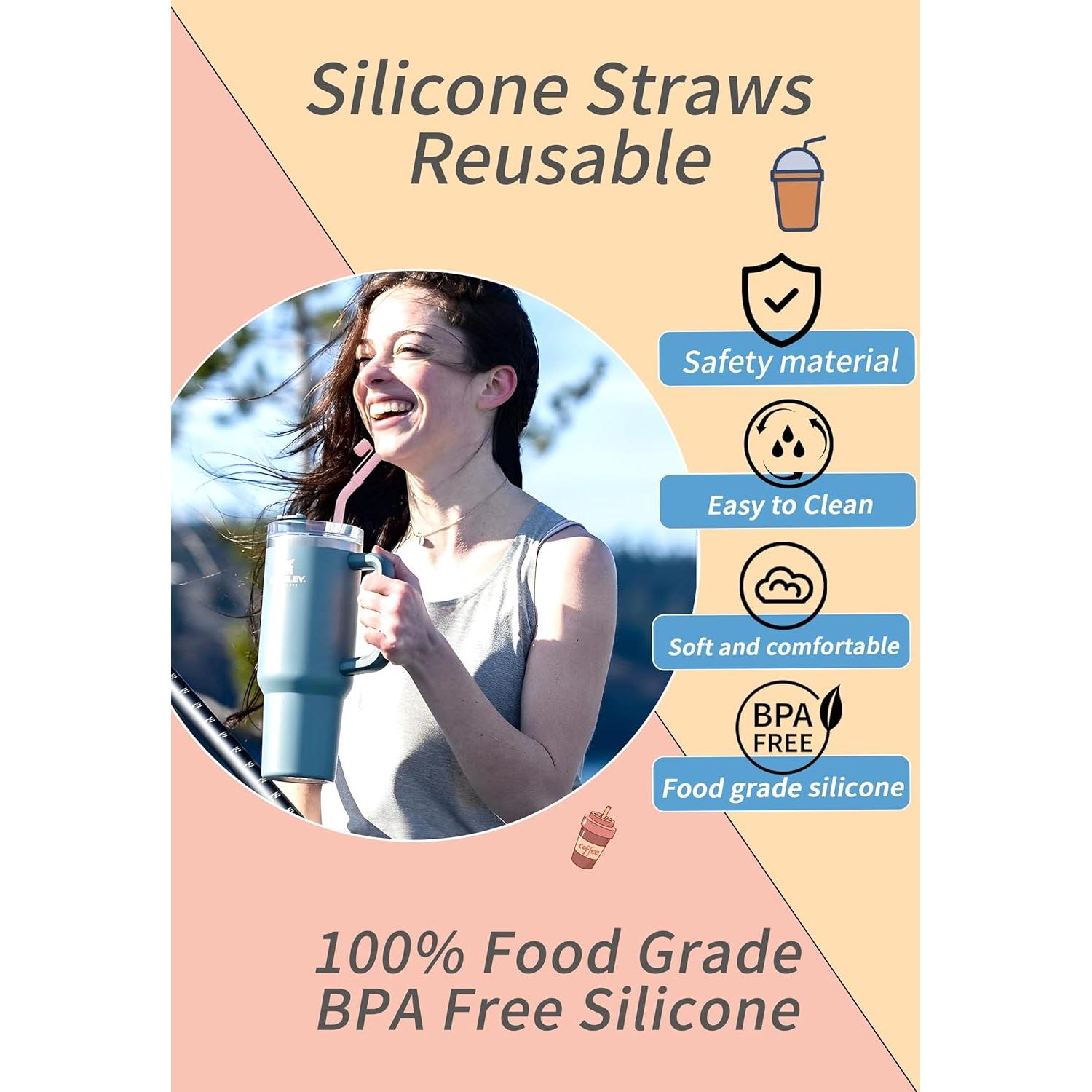 Pajillas de Silicona Reutilizables Doboli 33 cm para Tazas Stanley