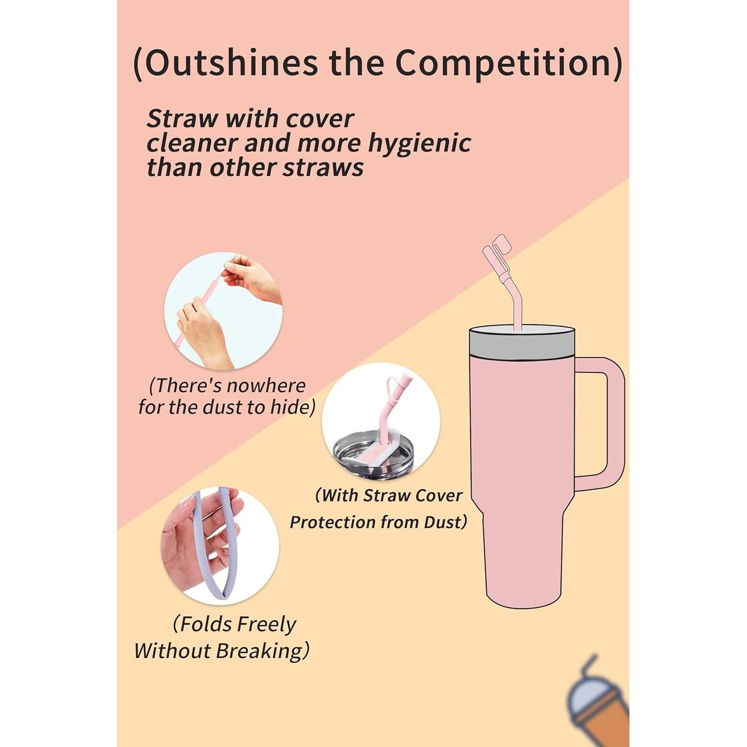 Pajillas de Silicona Reutilizables Doboli 33 cm para Tazas Stanley