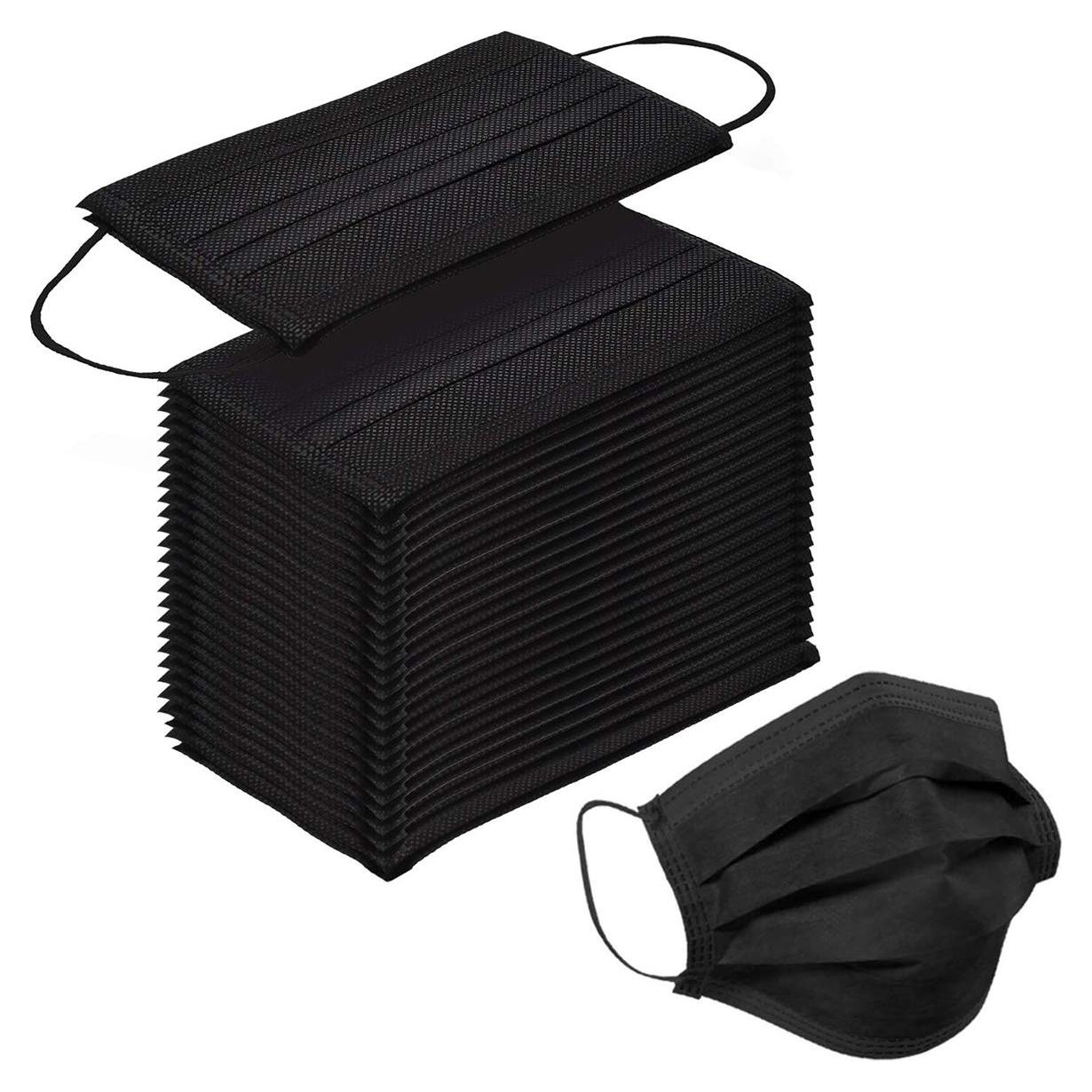 Mascarillas Desechables SOOQOO 100 Pcs 3 Capas Negro