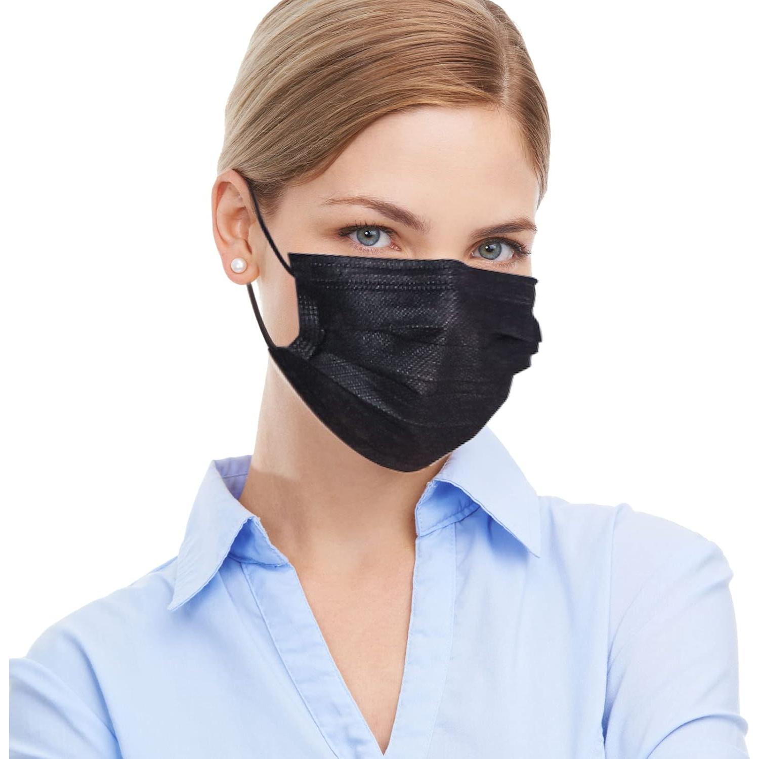 Mascarillas Desechables SOOQOO 100 Pcs 3 Capas Negro