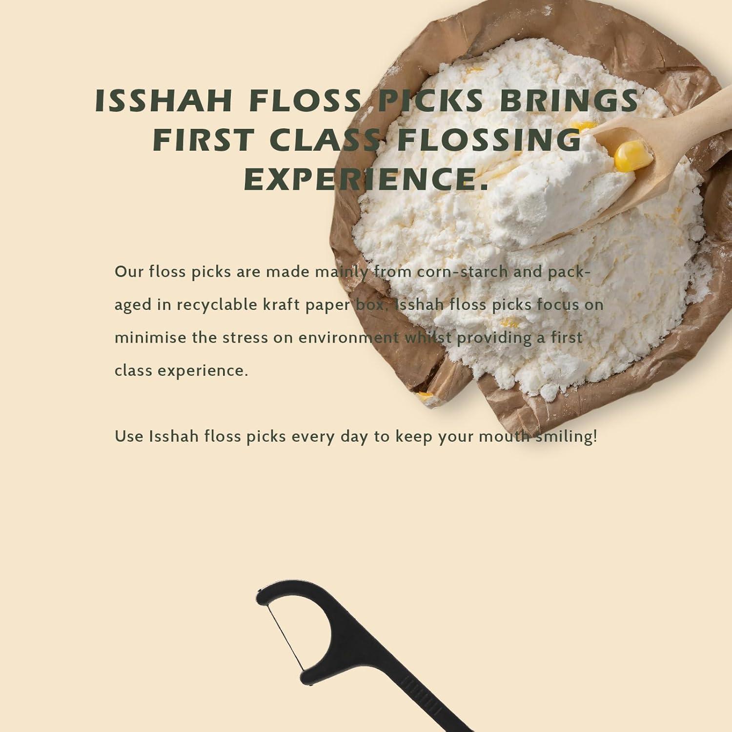 Palillos de Hilo Dental Natural Isshah - 200 Unidades - Ecológicos
