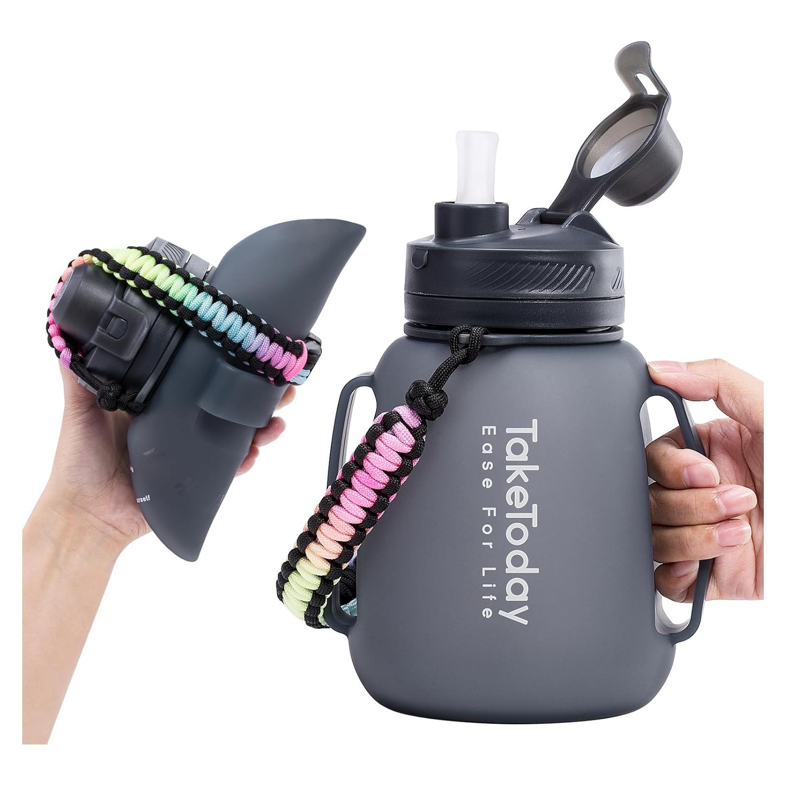 Botella de Agua Plegable TakeToday 1.2L Silicona Negra