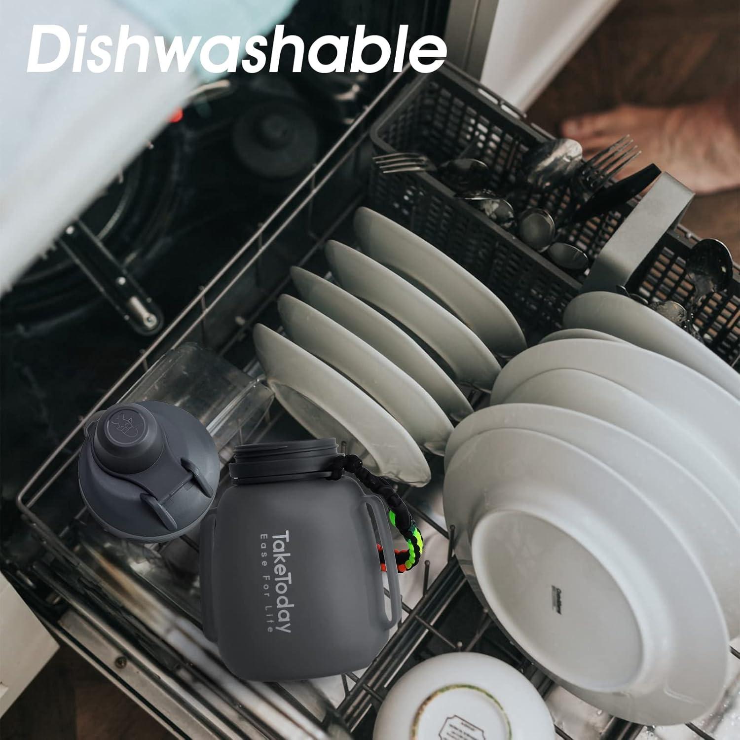 Botella de Agua Plegable TakeToday 1.2L Silicona Negra